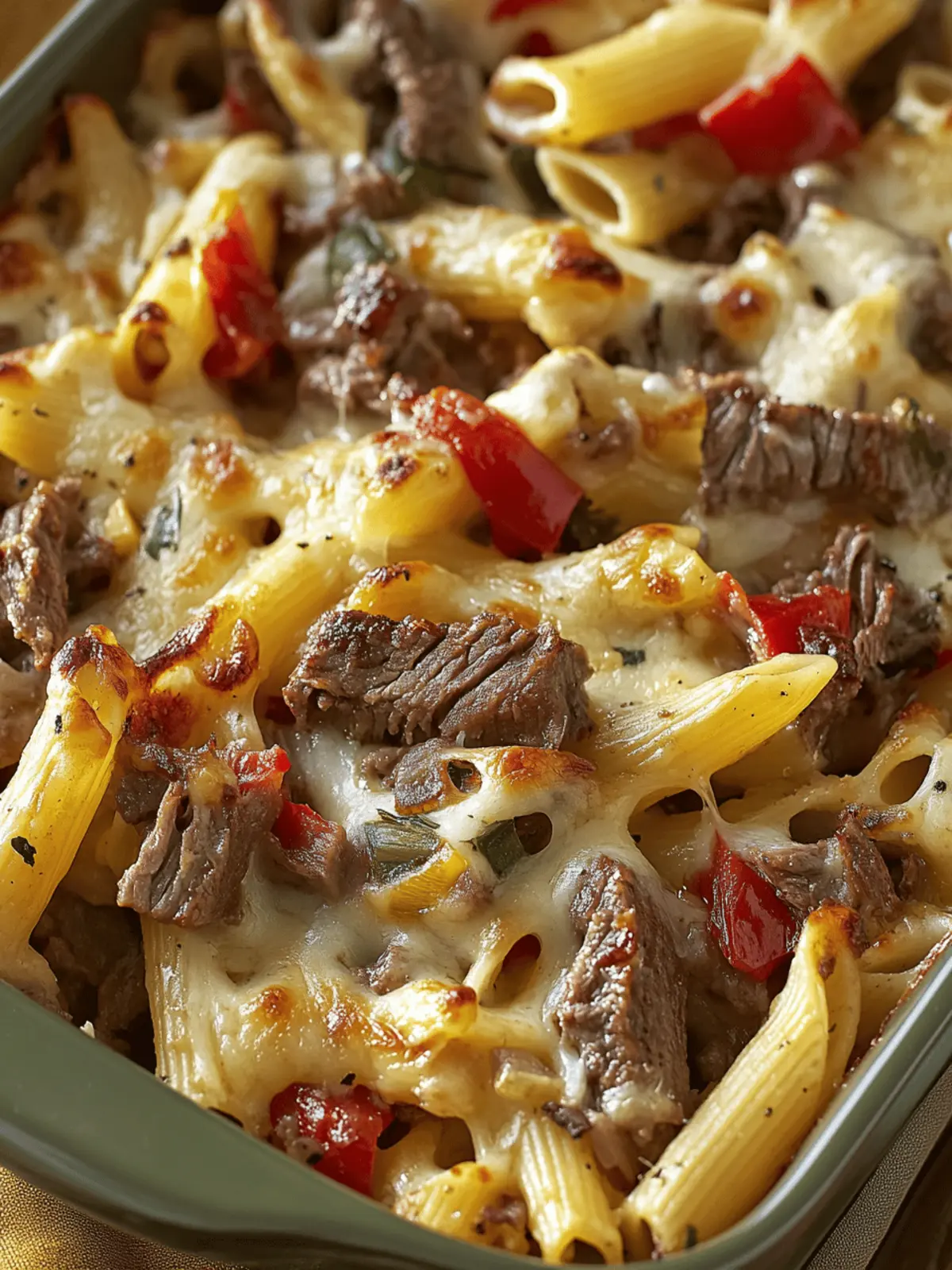 Crockpot Philly Cheese Steak Pasta Casserole