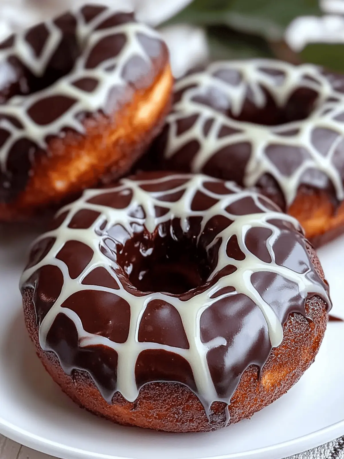 Spider Web Chocolate-Glazed Donuts