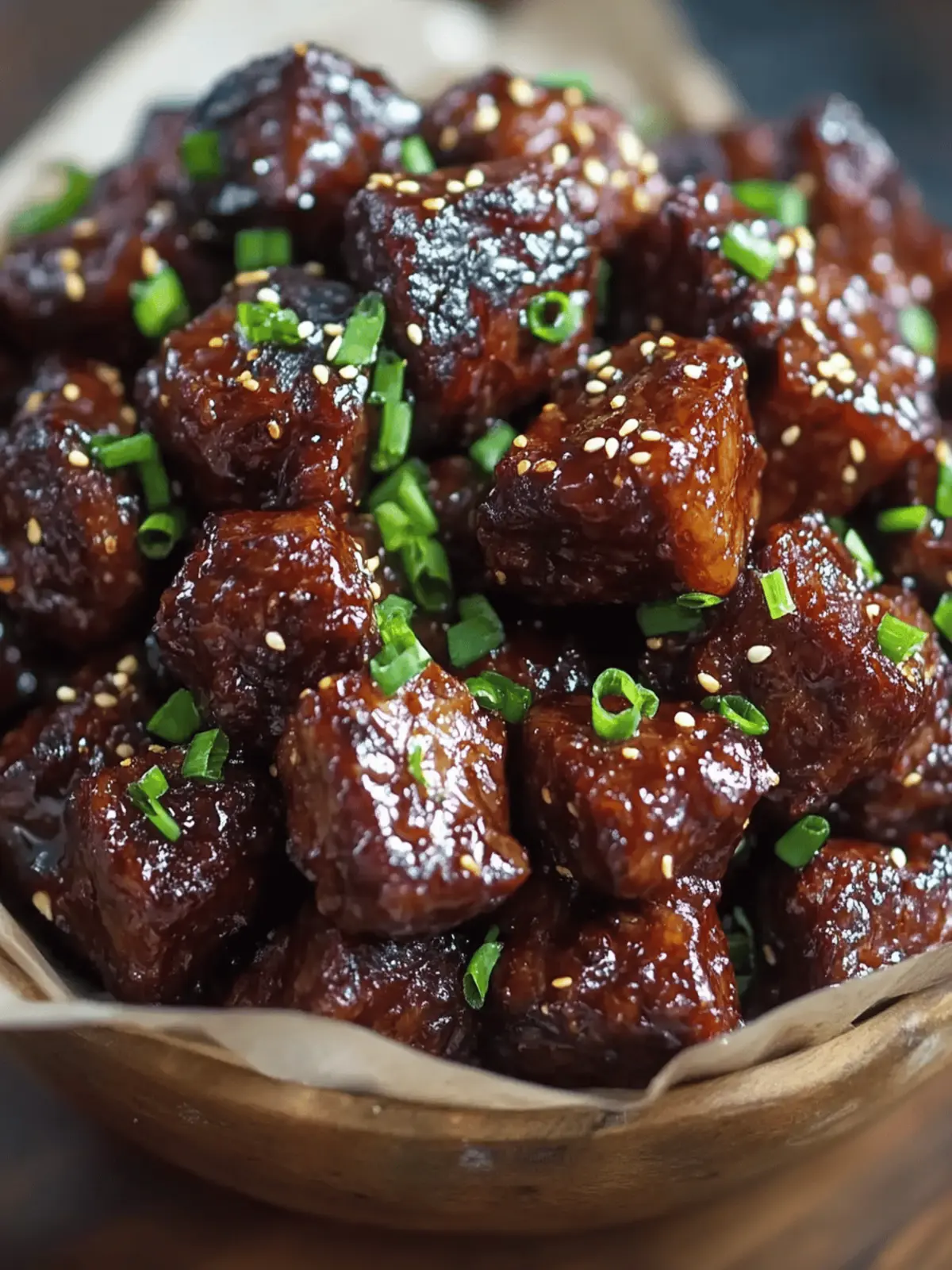 Sweet and Sticky Steak Bites