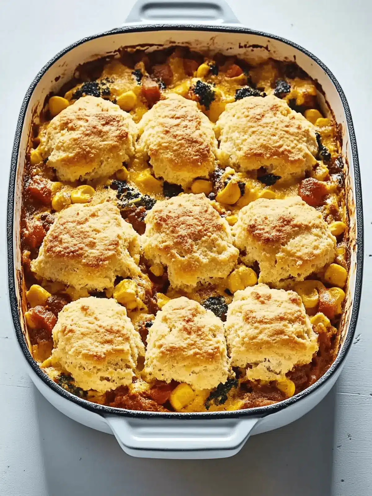 Three Sisters Casserole with Cornmeal Biscuit Topping