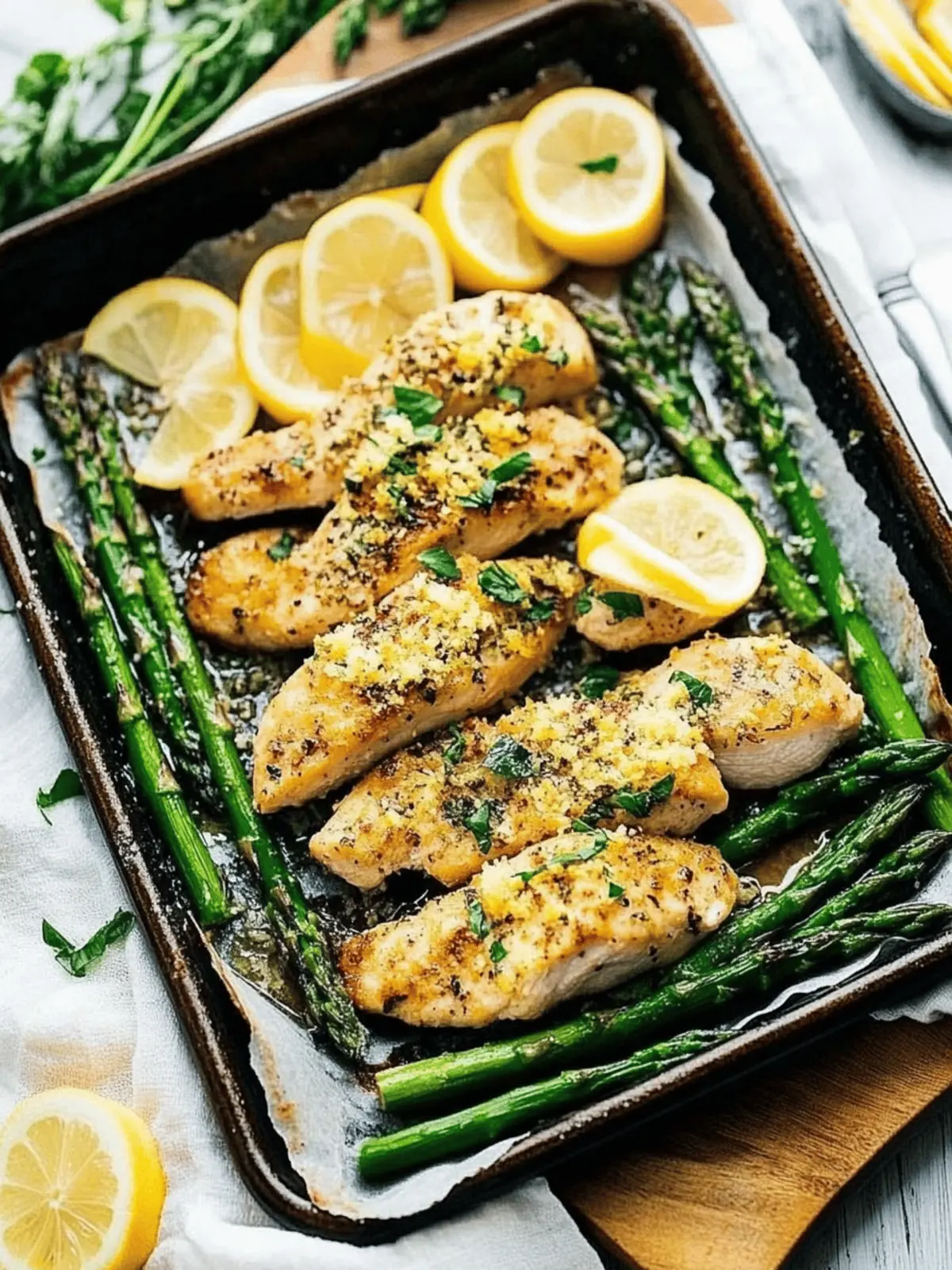 One Pan Lemon Parmesan Chicken and Asparagus