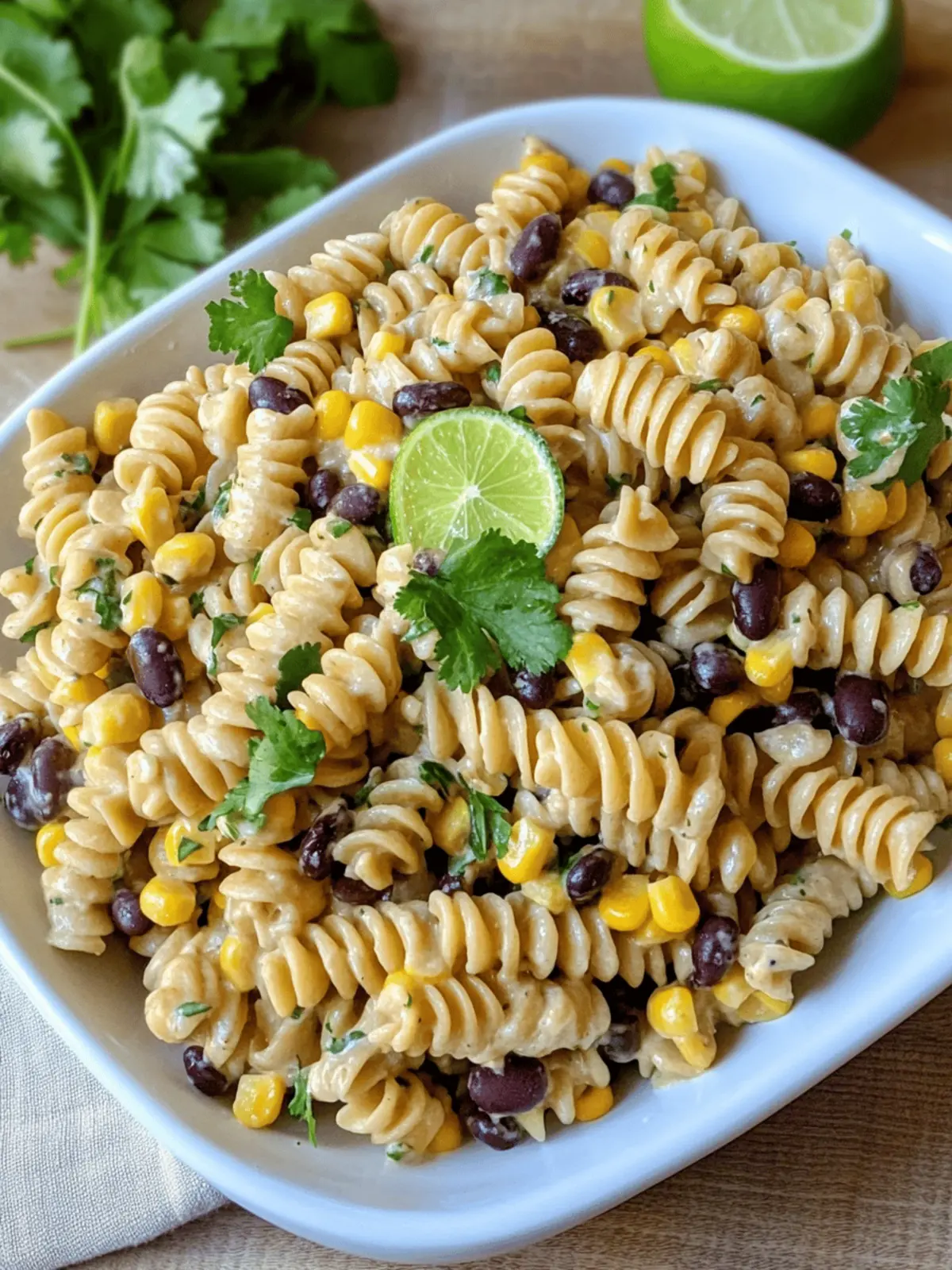Black Bean and Corn Pasta Salad with Lime Greek Yogurt Dressing