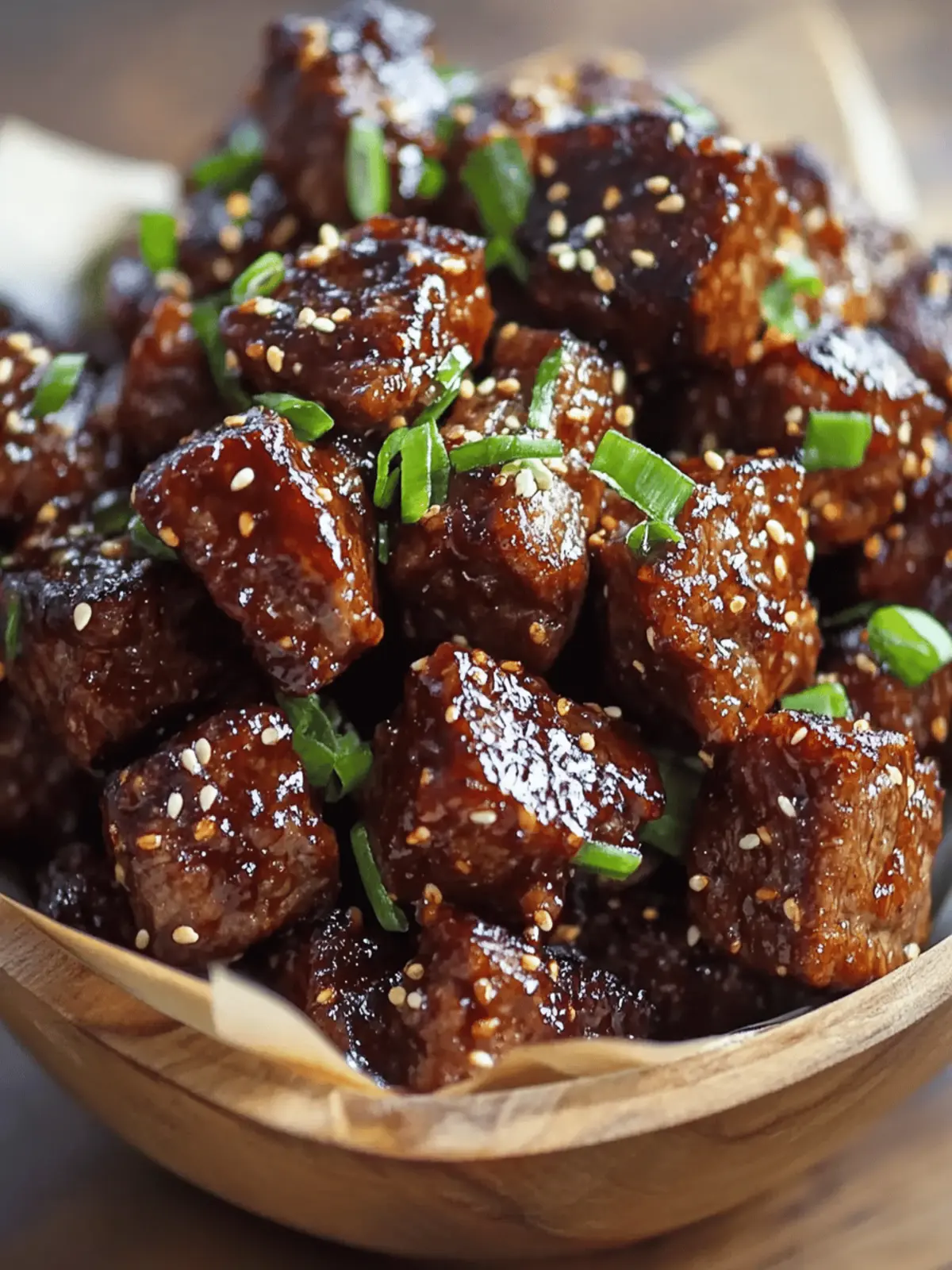 Sweet and Sticky Steak Bites