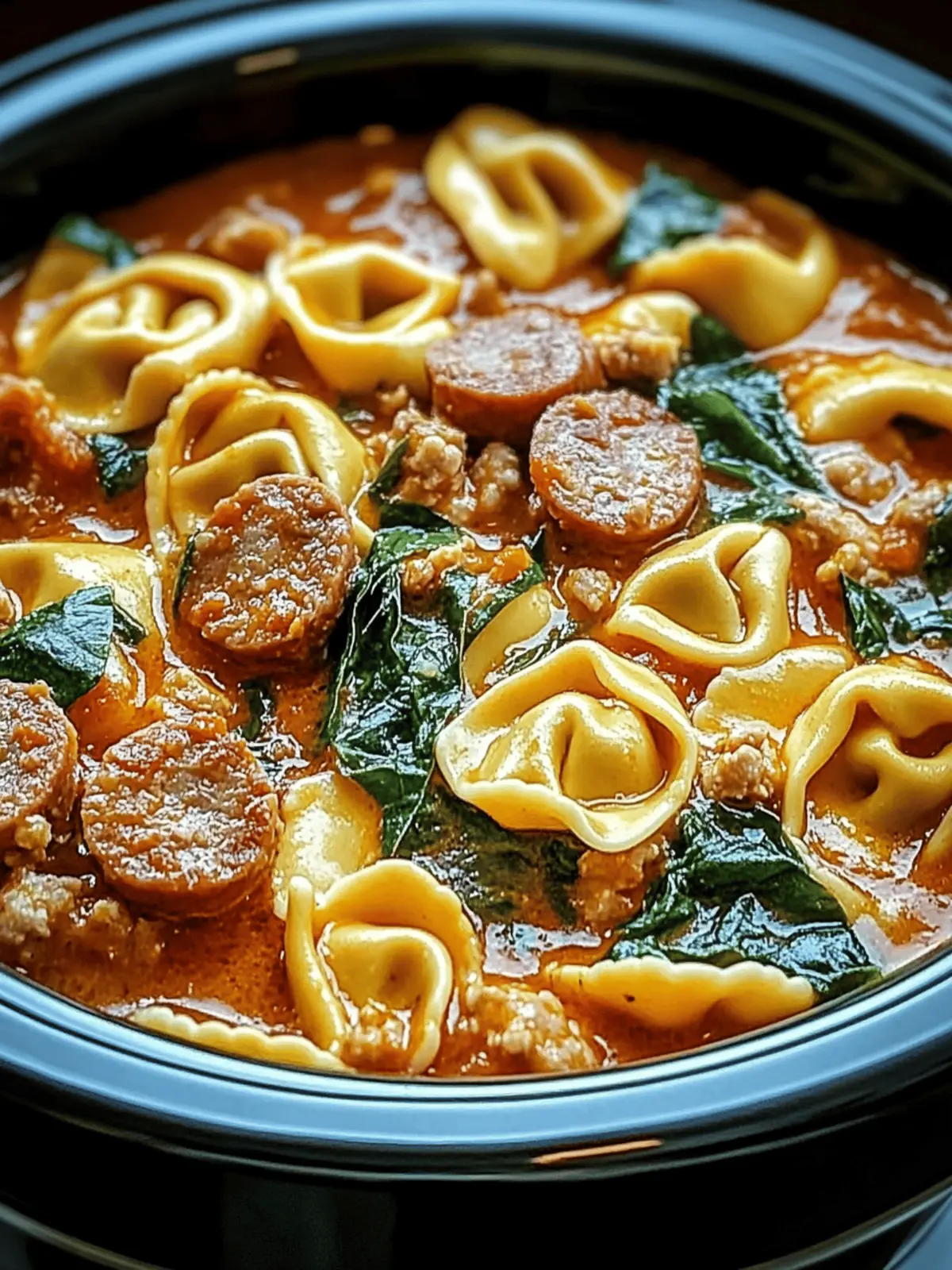 Crockpot Cheese Tortellini and Sausage for Cozy Comfort Food