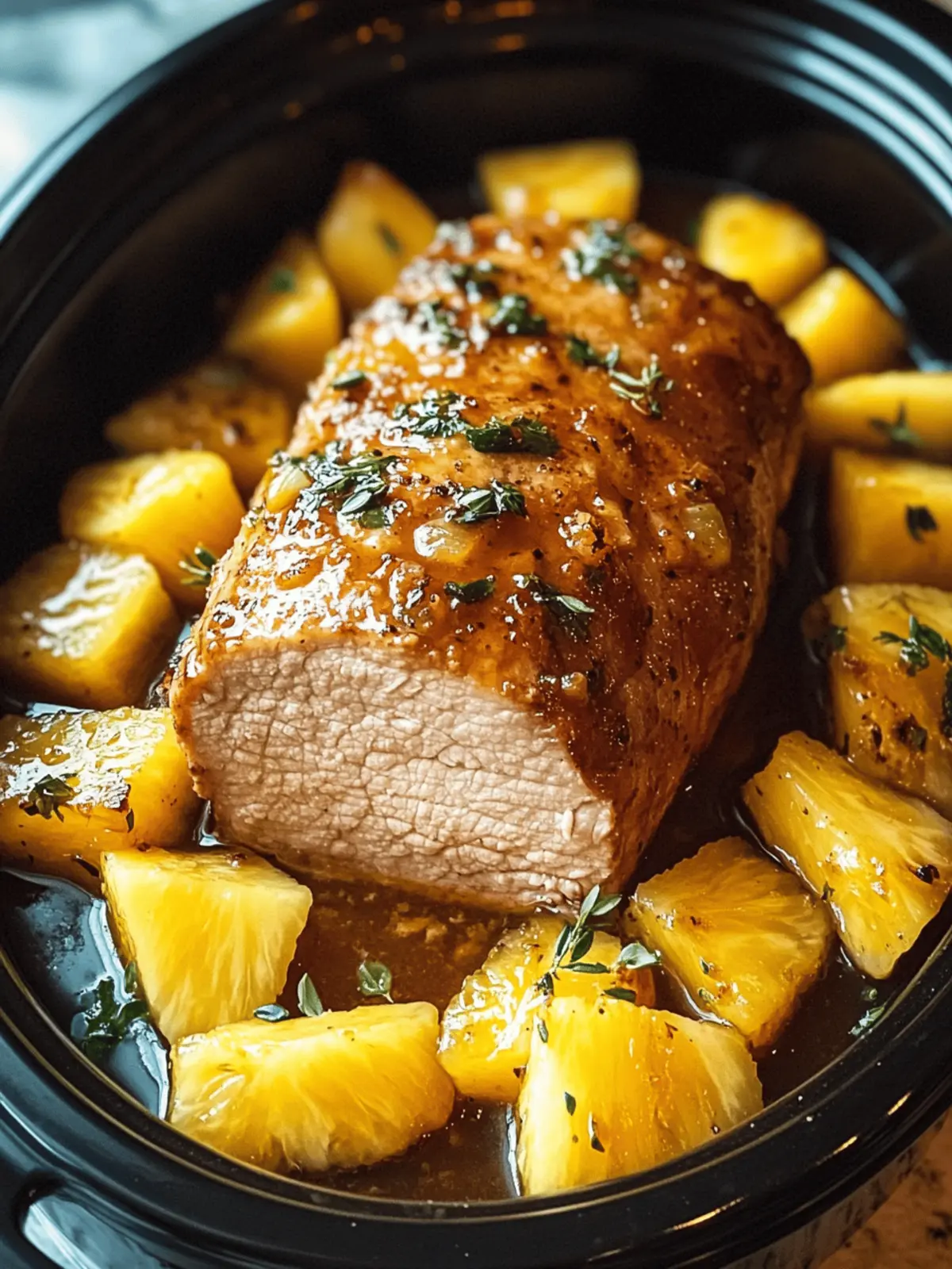 Easy Slow Cooker Pineapple Pork Loin