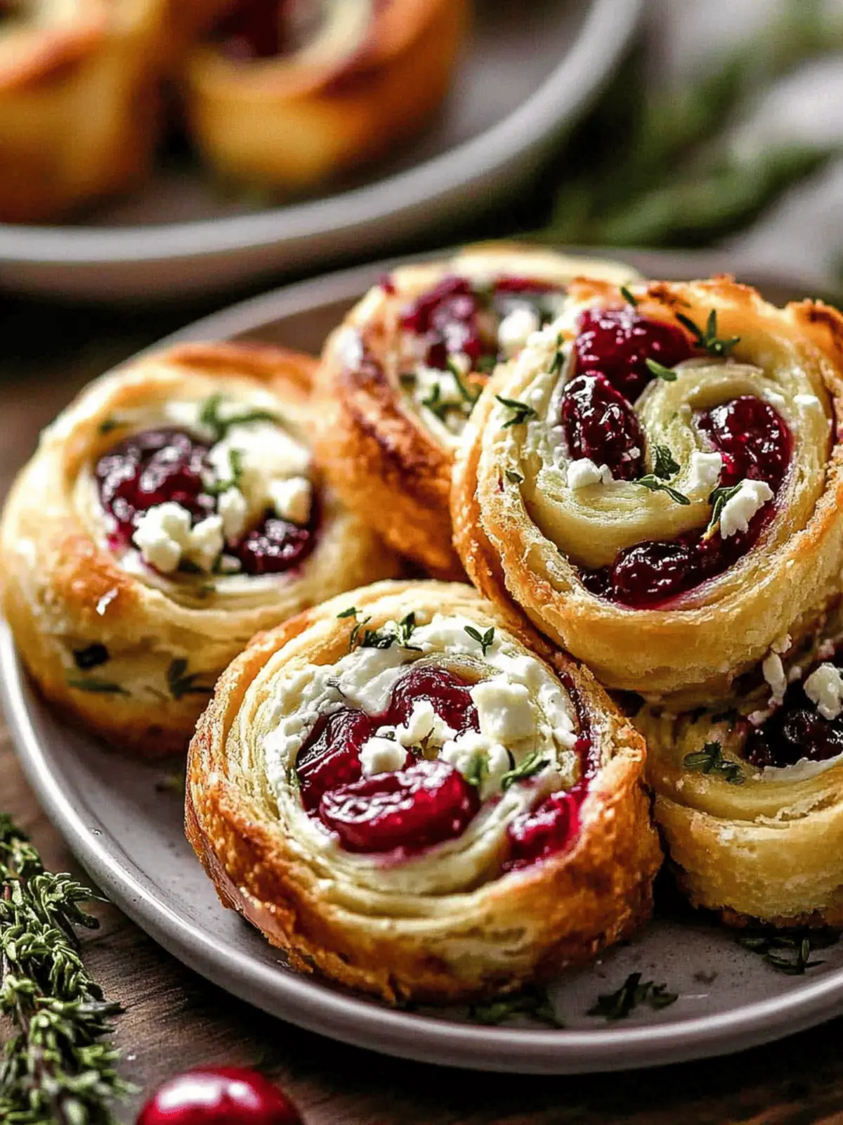 Cranberry Cream Cheese Pinwheels with Feta & Herbs