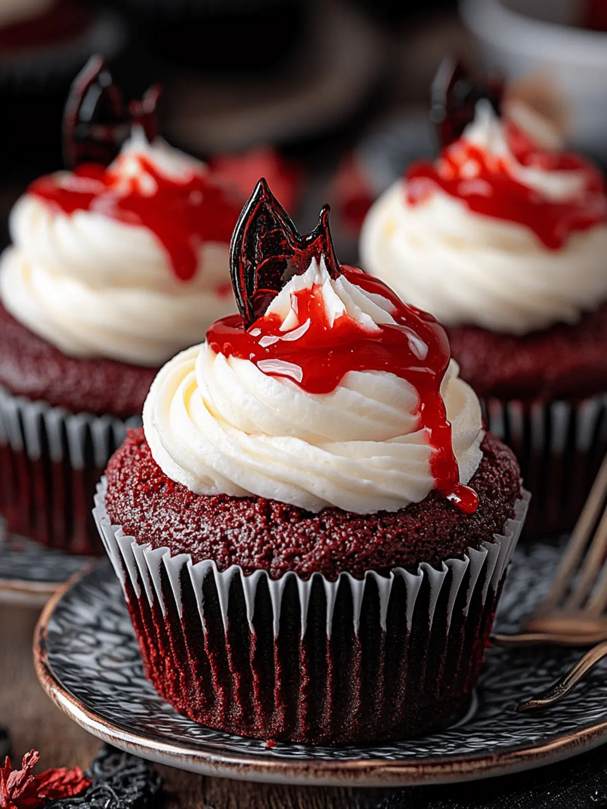 Vampire Bite Red Velvet Cupcakes