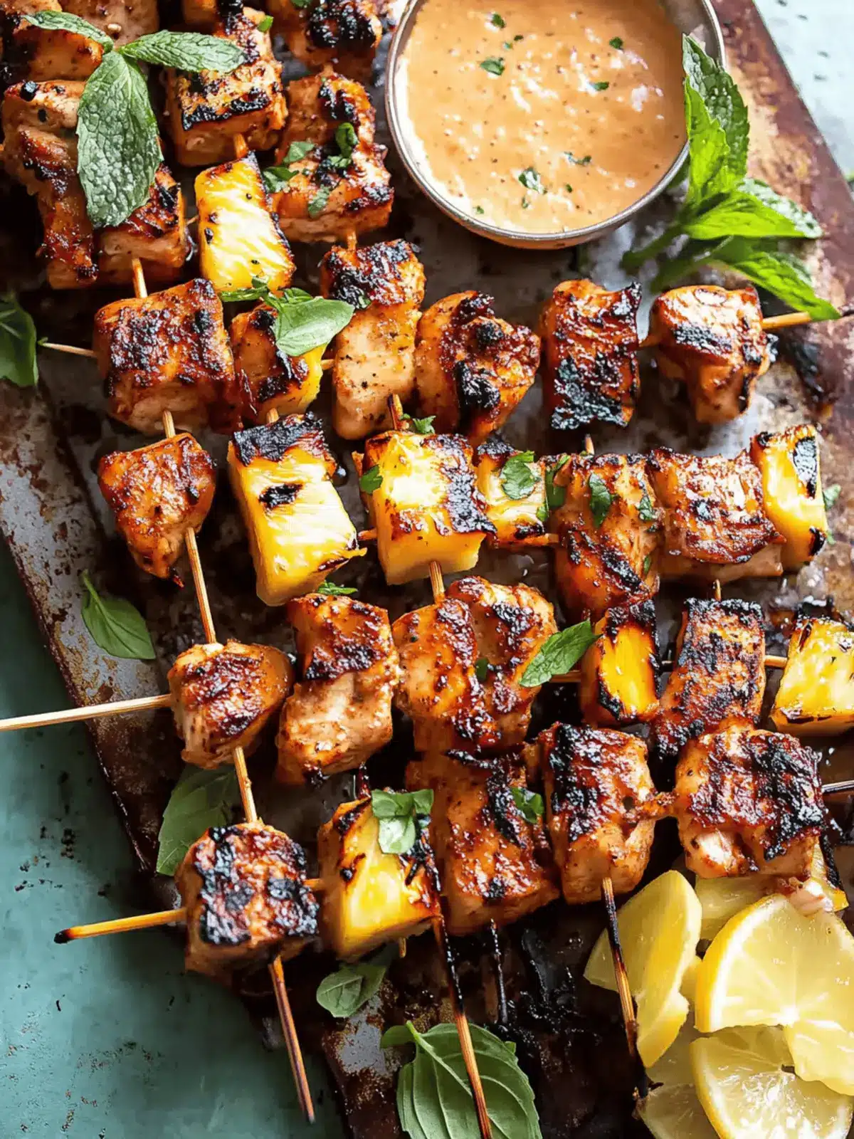 Chipotle Pineapple Bang Bang Chicken Skewers