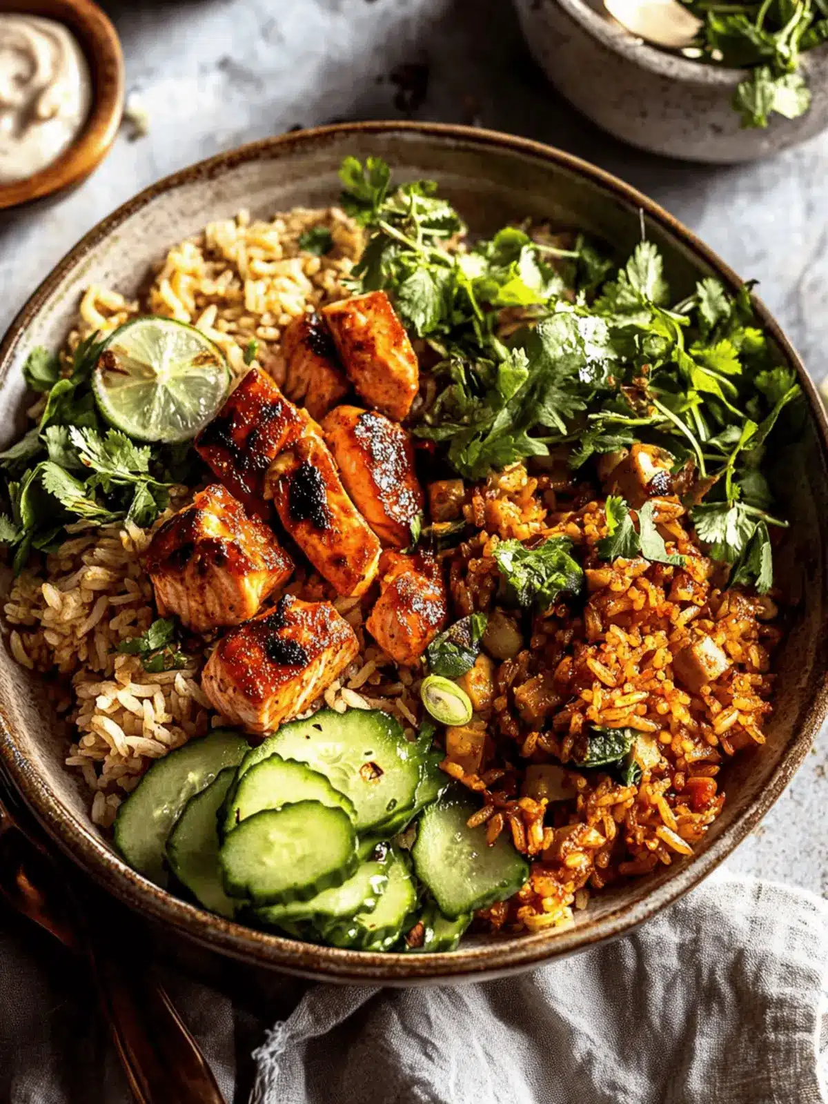 Spicy Chipotle Honey Salmon Rice Salad