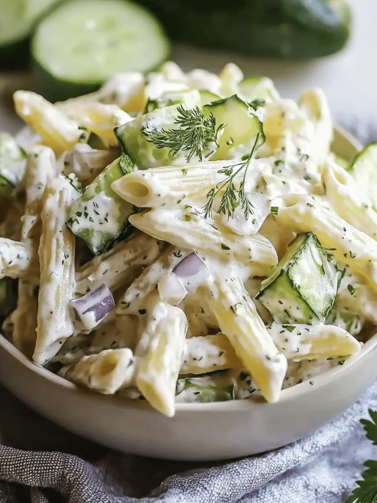 Creamy Cucumber Pasta Salad