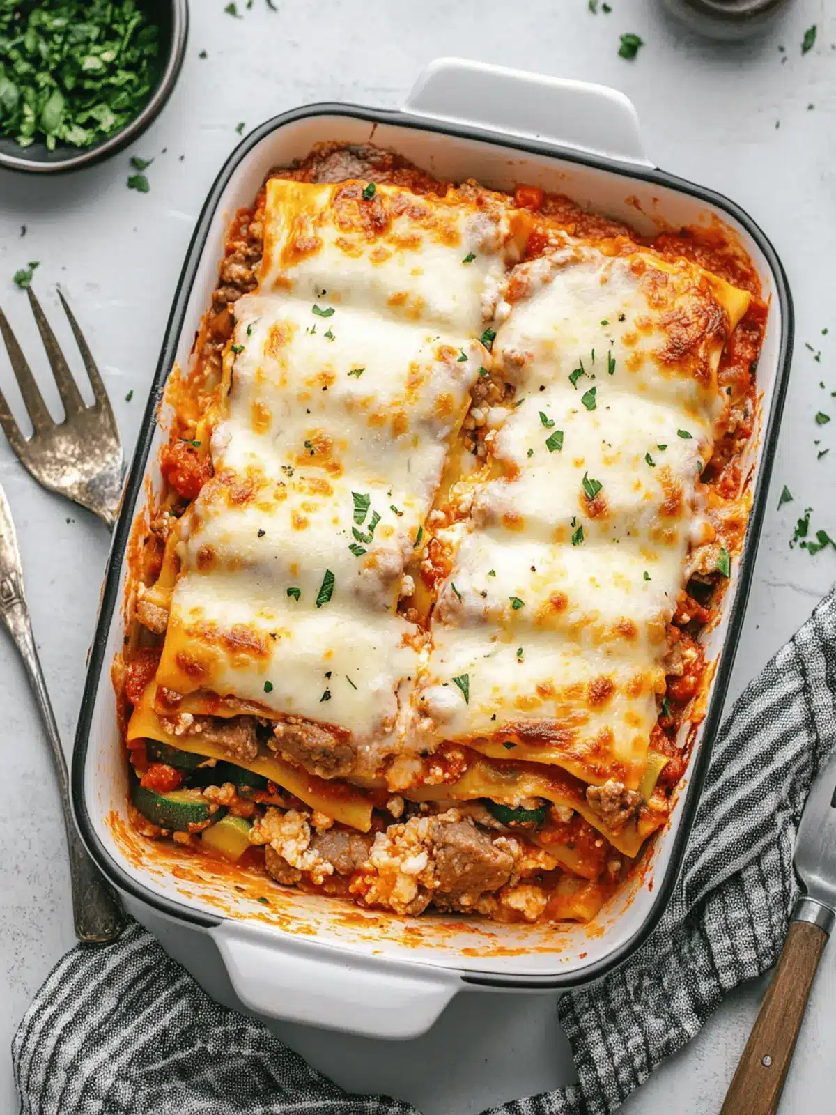 Beef & Veggie Lasagna (with cottage cheese)