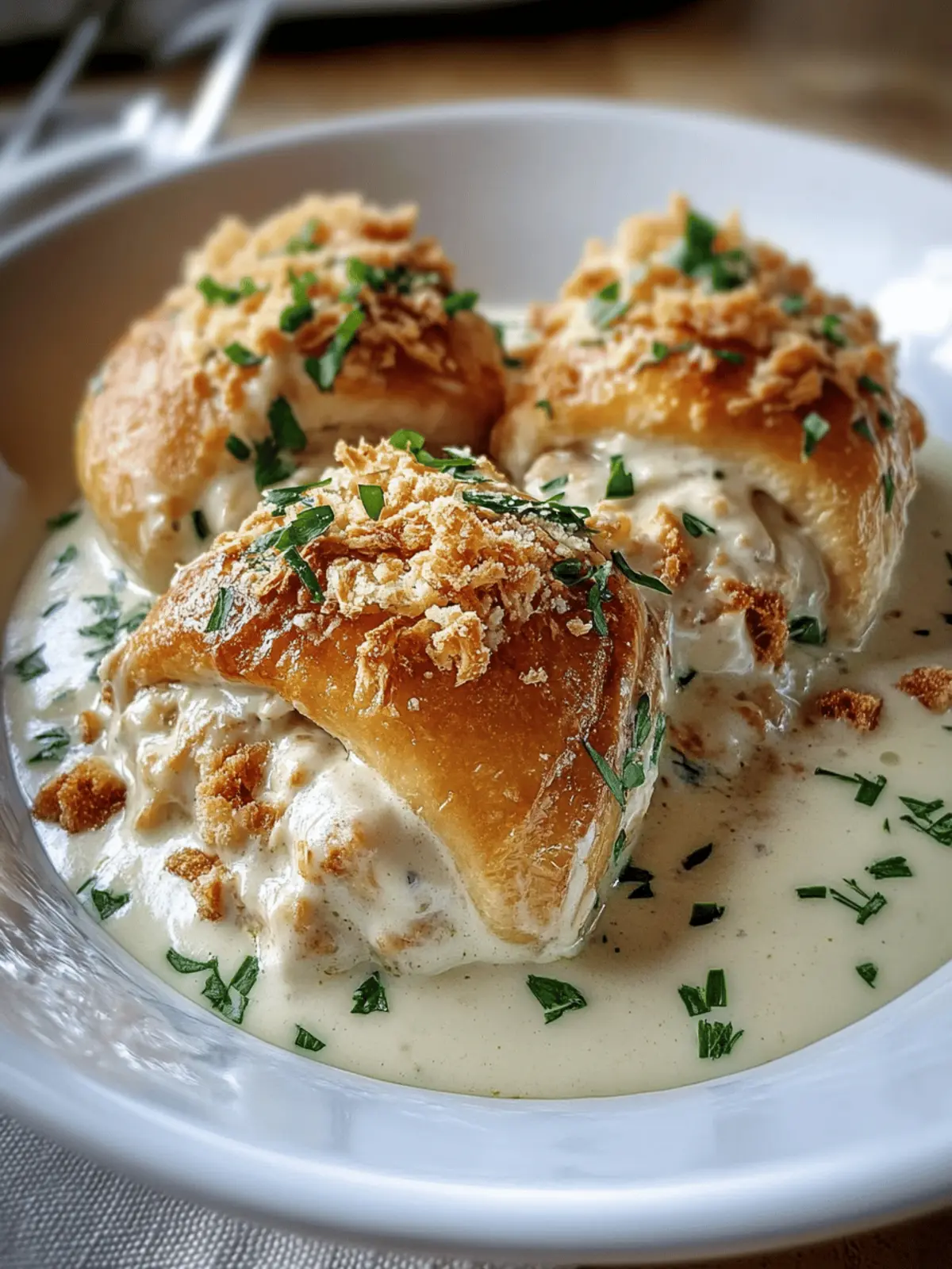 Chicken Pillows with Creamy Parmesan Sauce