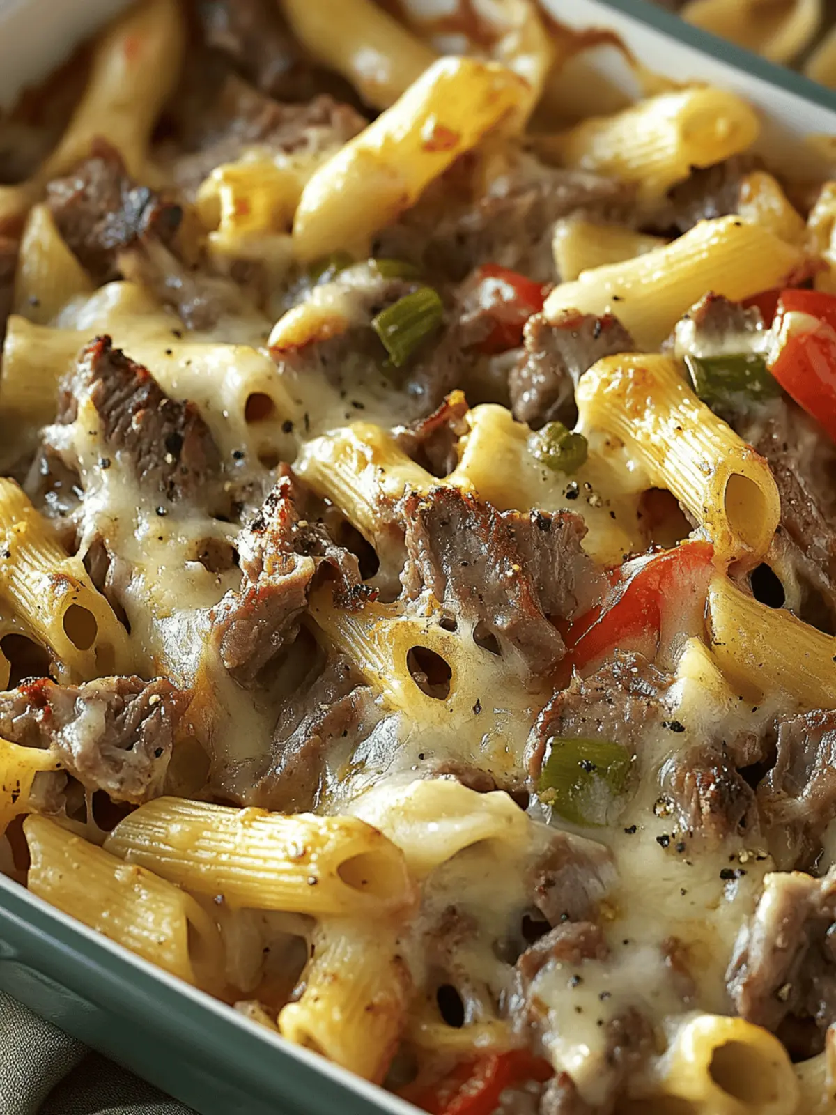 Crockpot Philly Cheese Steak Pasta Casserole
