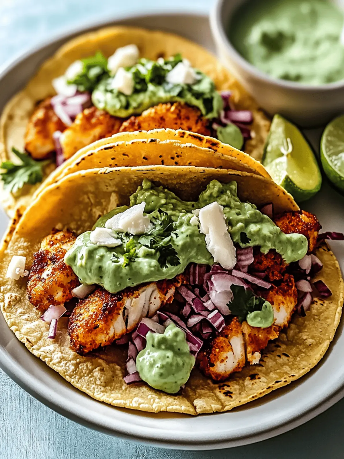 Baja Fish Tacos with Avocado Crema