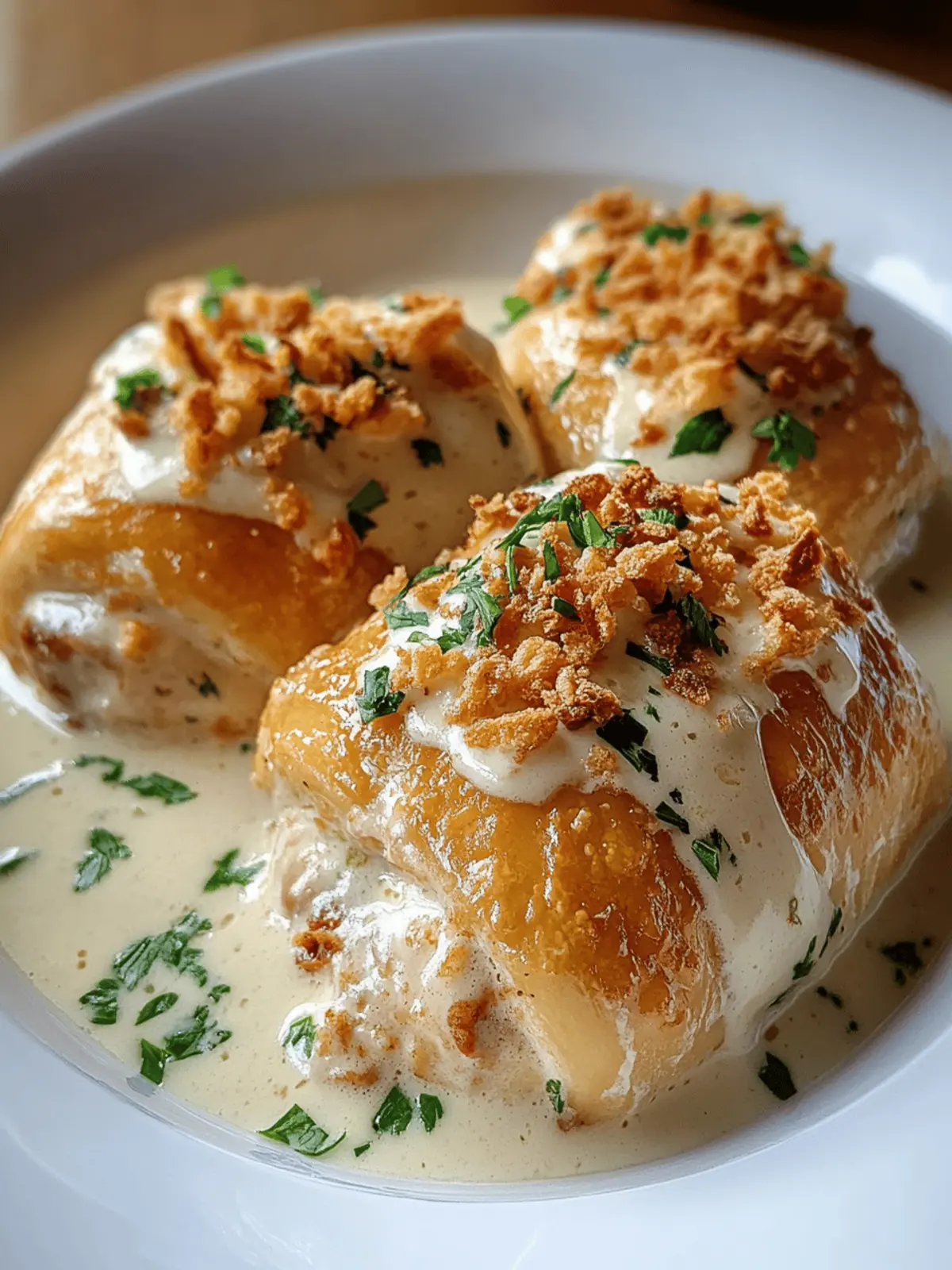 Chicken Pillows with Creamy Parmesan Sauce
