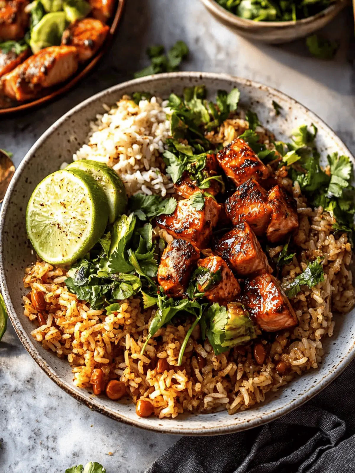 Spicy Chipotle Honey Salmon Rice Salad