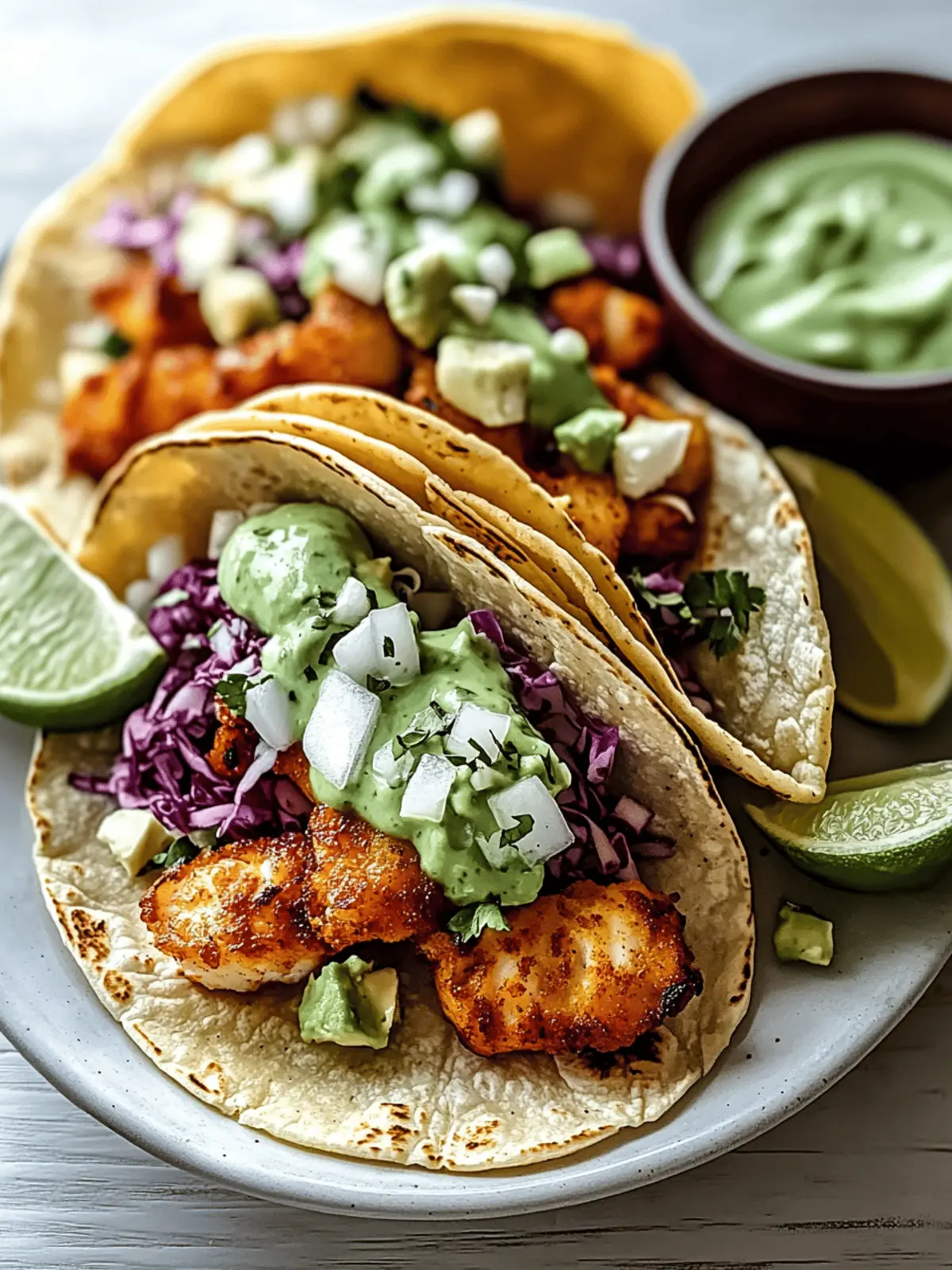 Baja Fish Tacos with Avocado Crema