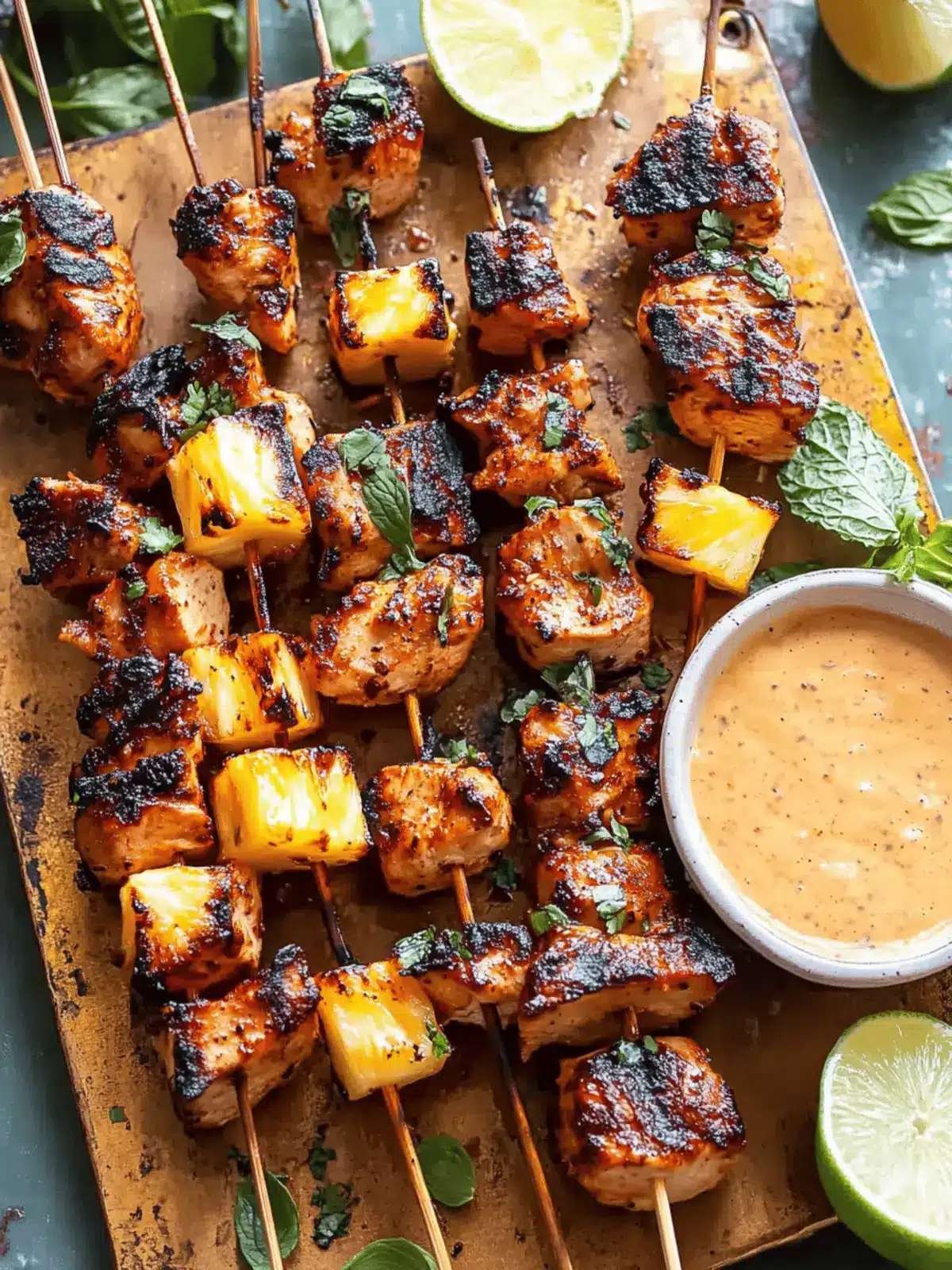 Chipotle Pineapple Bang Bang Chicken Skewers