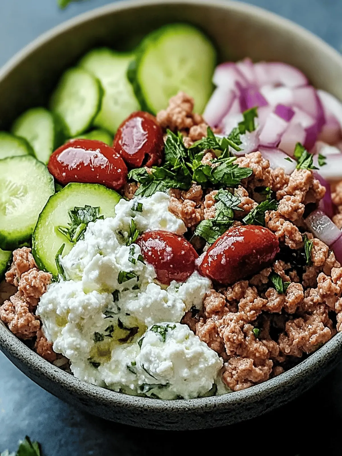 Healthy Greek Ground Chicken Bowls