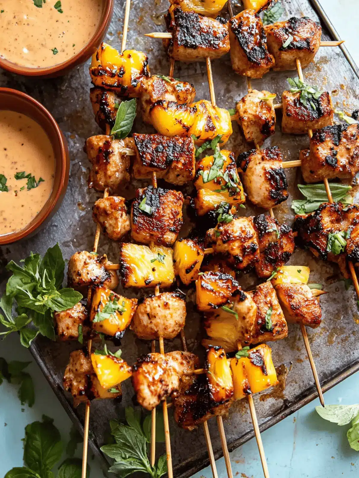 Chipotle Pineapple Bang Bang Chicken Skewers