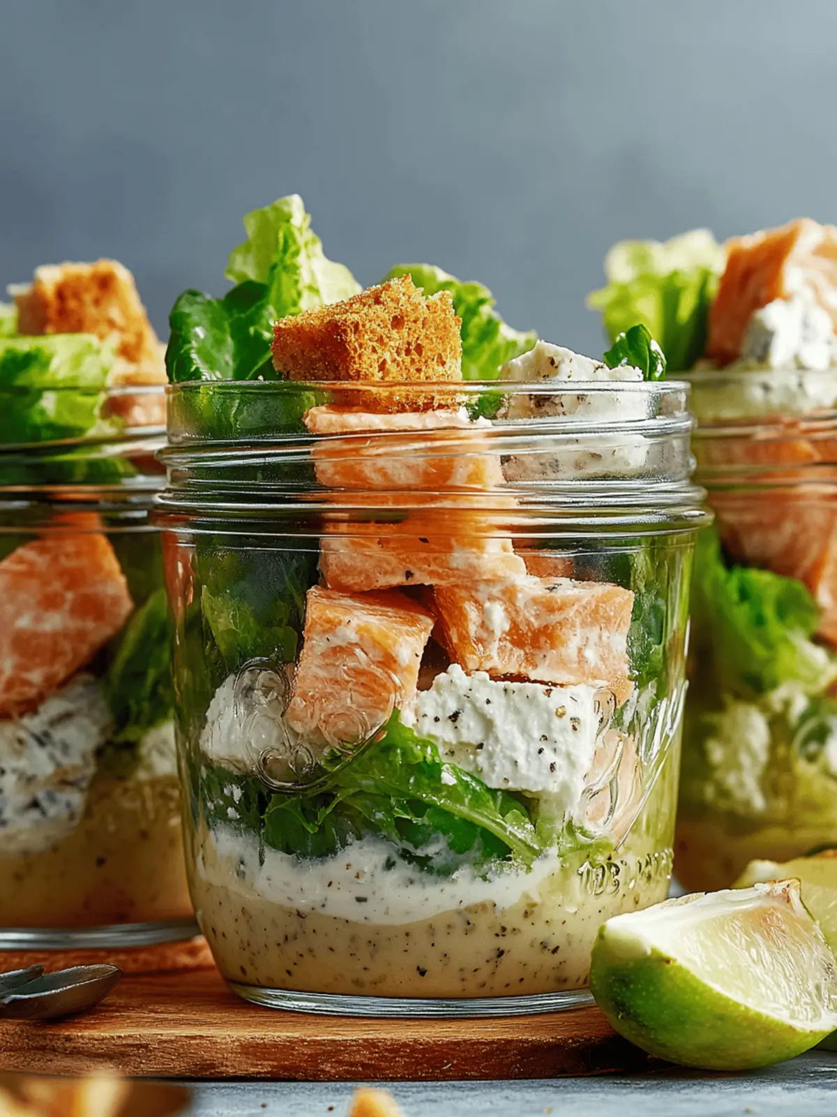 Salmon Caesar Salad Jars