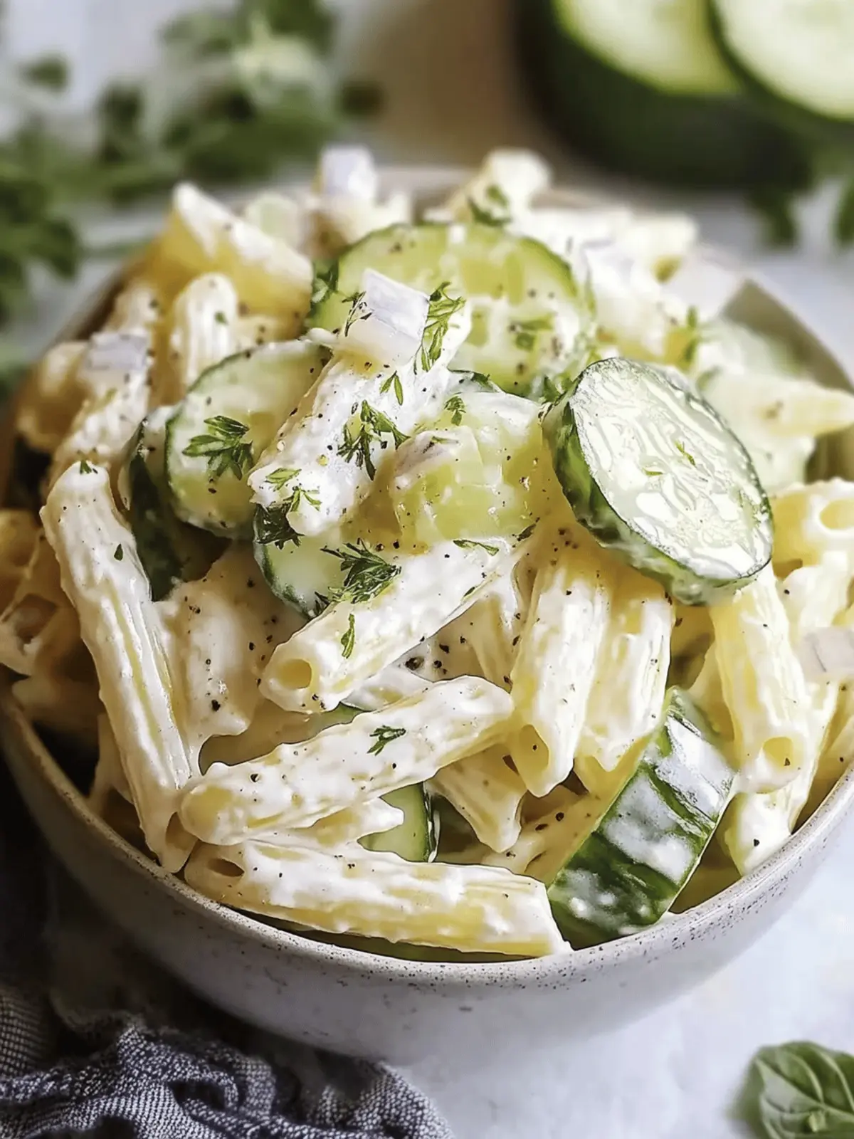 Creamy Cucumber Pasta Salad