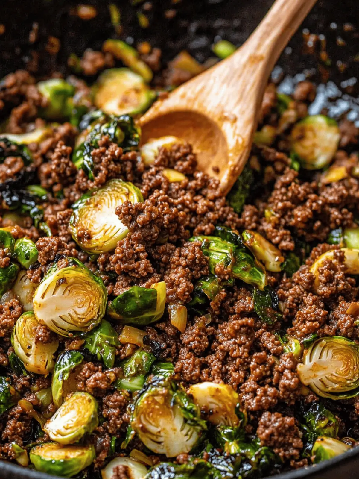 Ground Beef and Brussels Sprouts