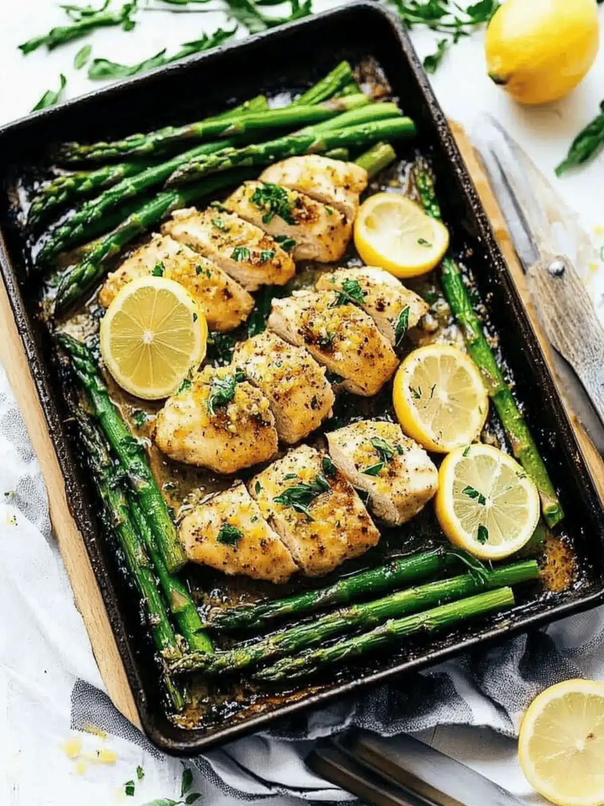One Pan Lemon Parmesan Chicken and Asparagus