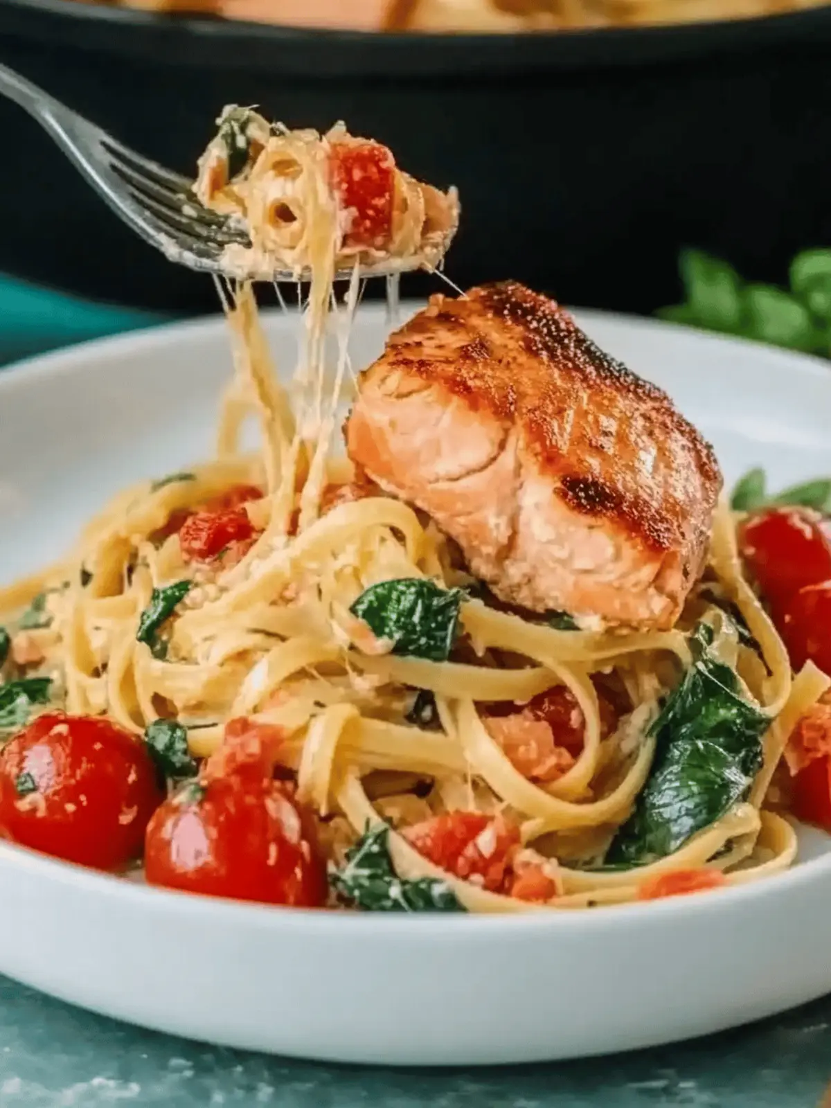 Healthy & Creamy Tuscan Salmon Pasta