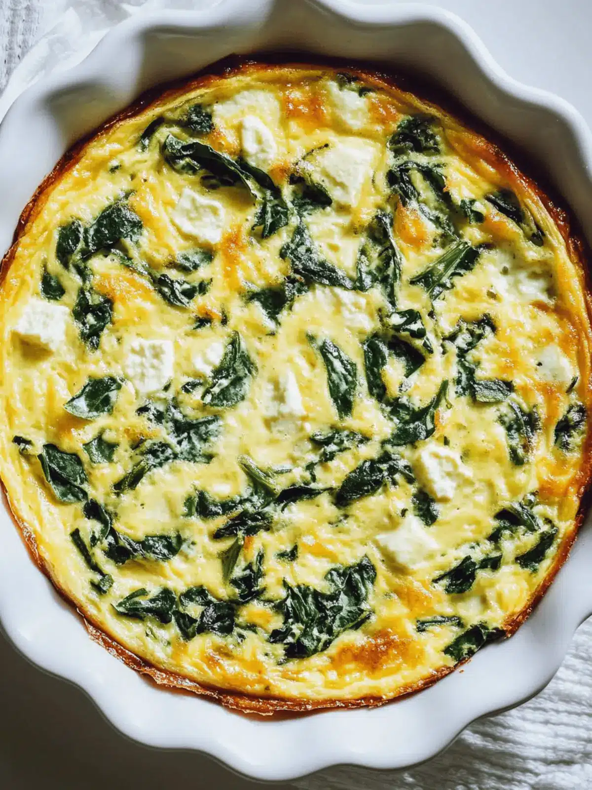 Cottage Cheese and Spinach Crustless Quiche