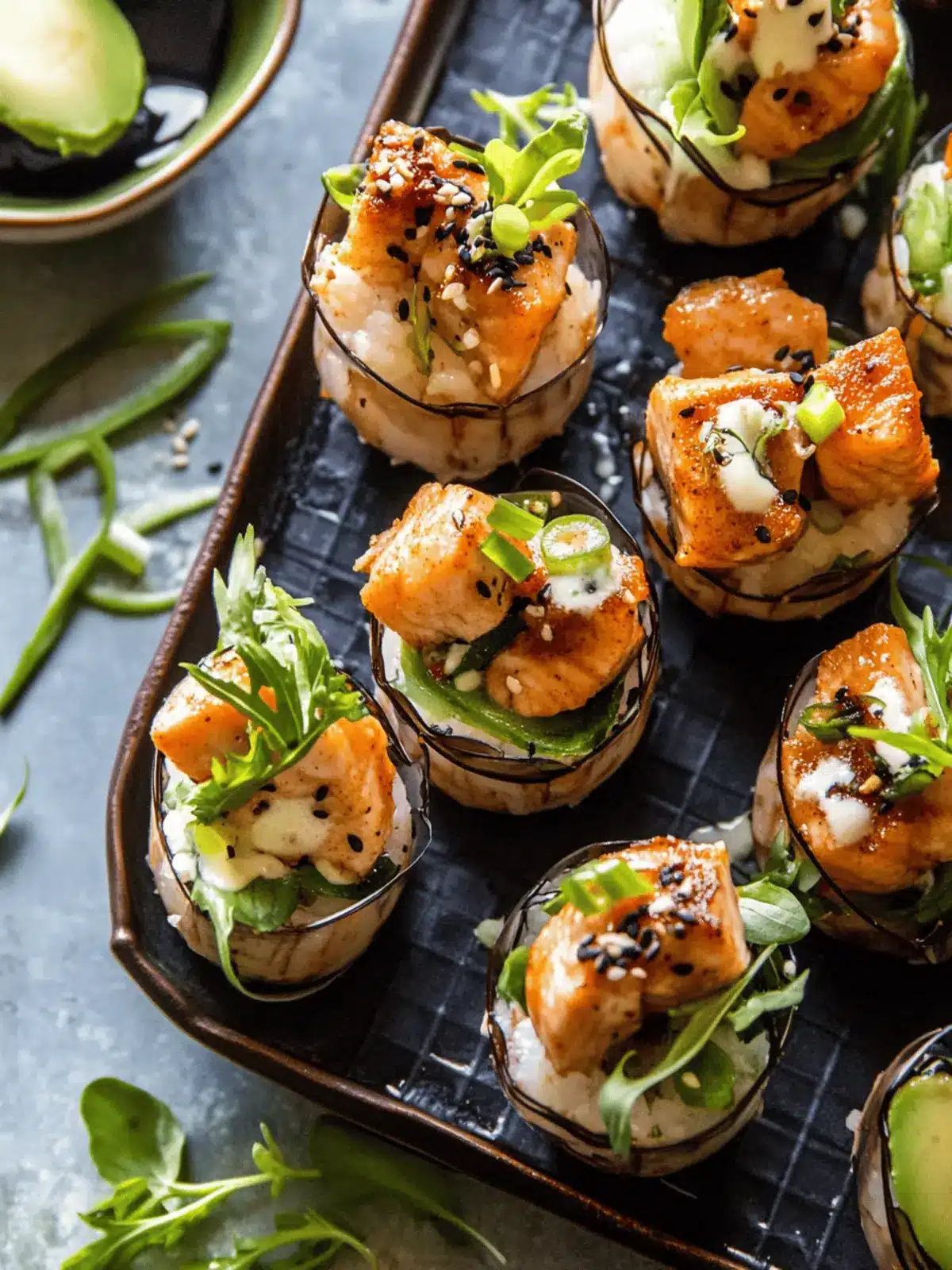 Baked Chipotle Salmon Sushi Cups