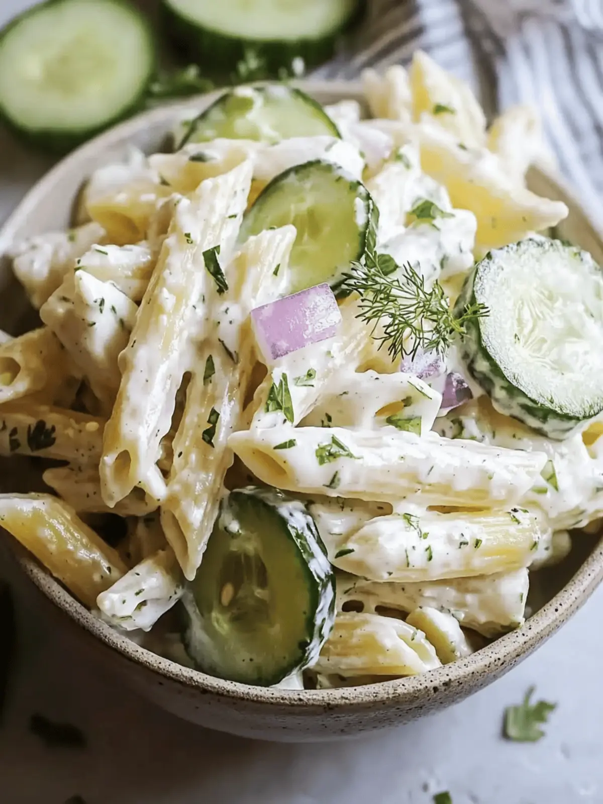 Creamy Cucumber Pasta Salad