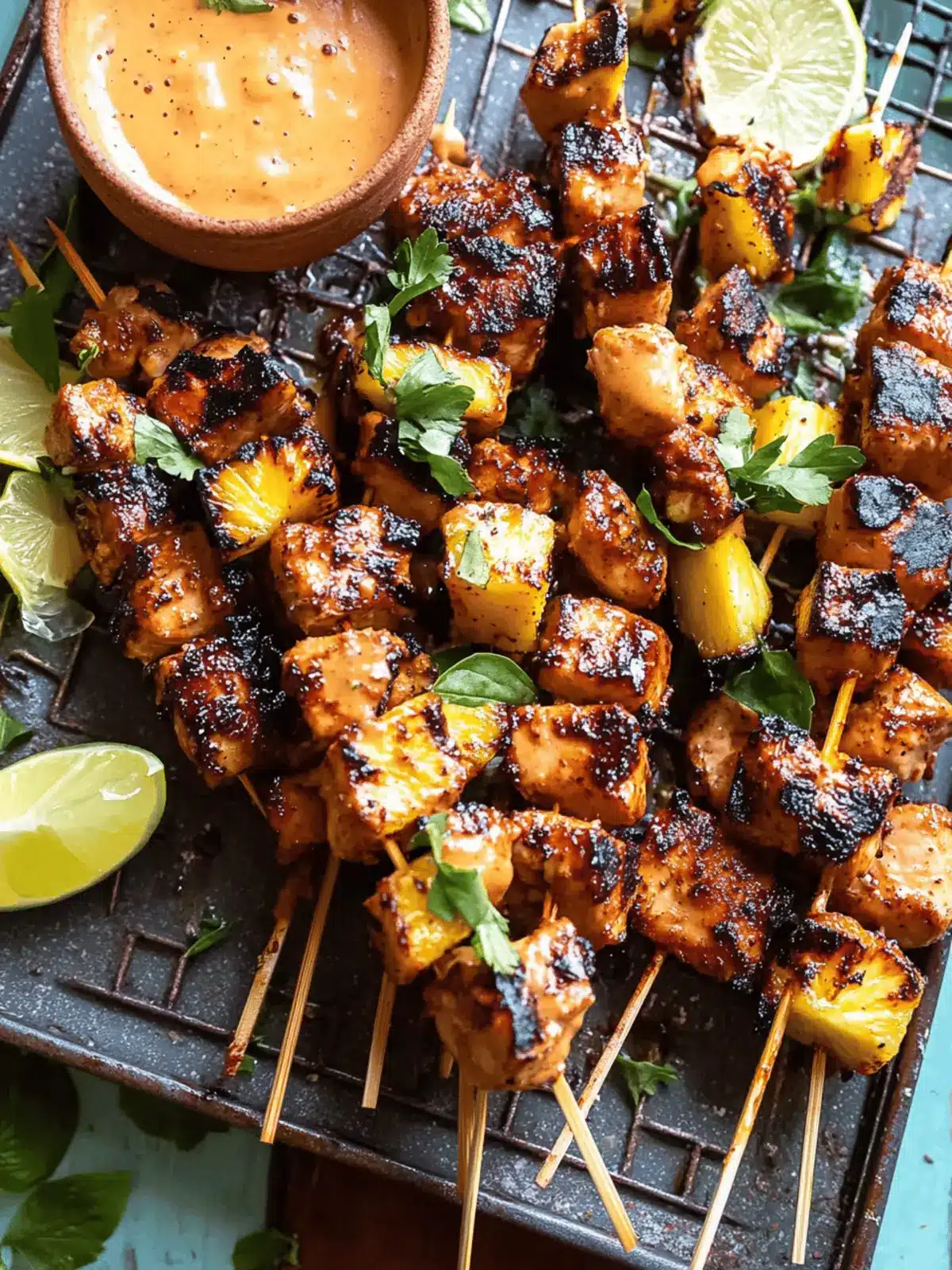 Chipotle Pineapple Bang Bang Chicken Skewers