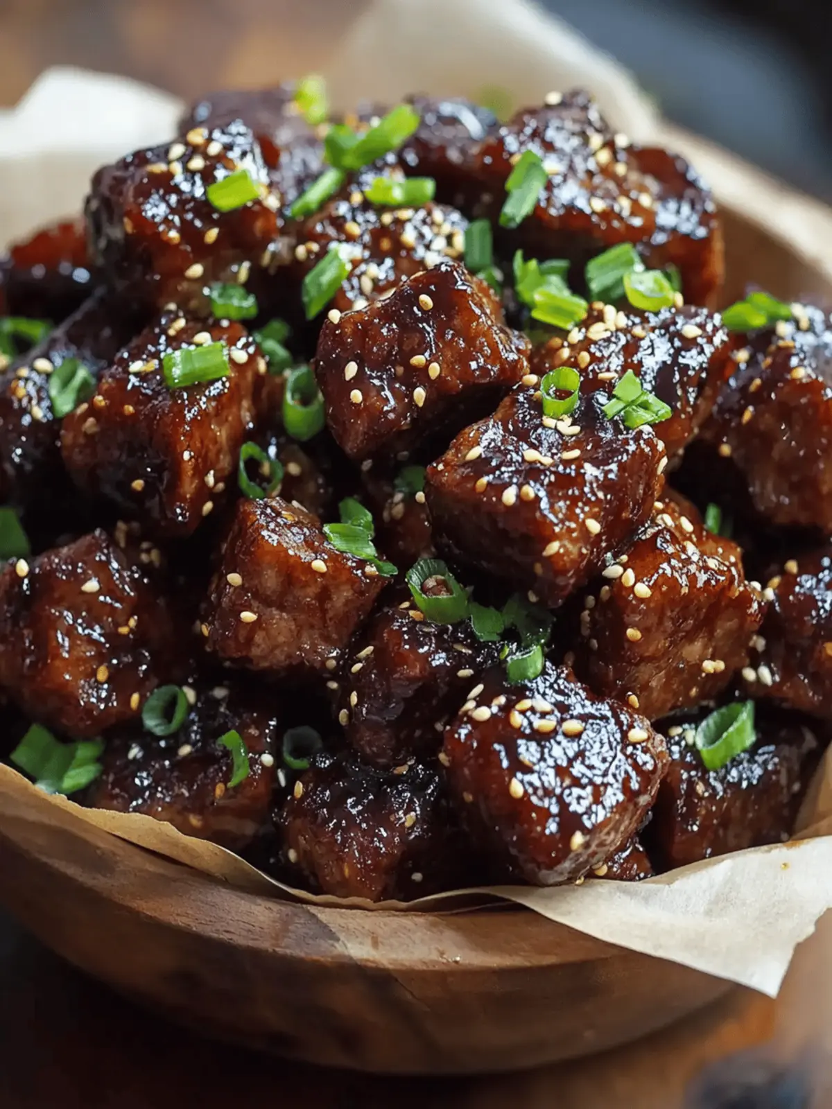 Sweet and Sticky Steak Bites