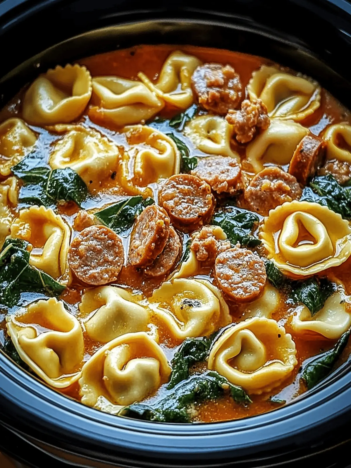 Crockpot Cheese Tortellini and Sausage for Cozy Comfort Food