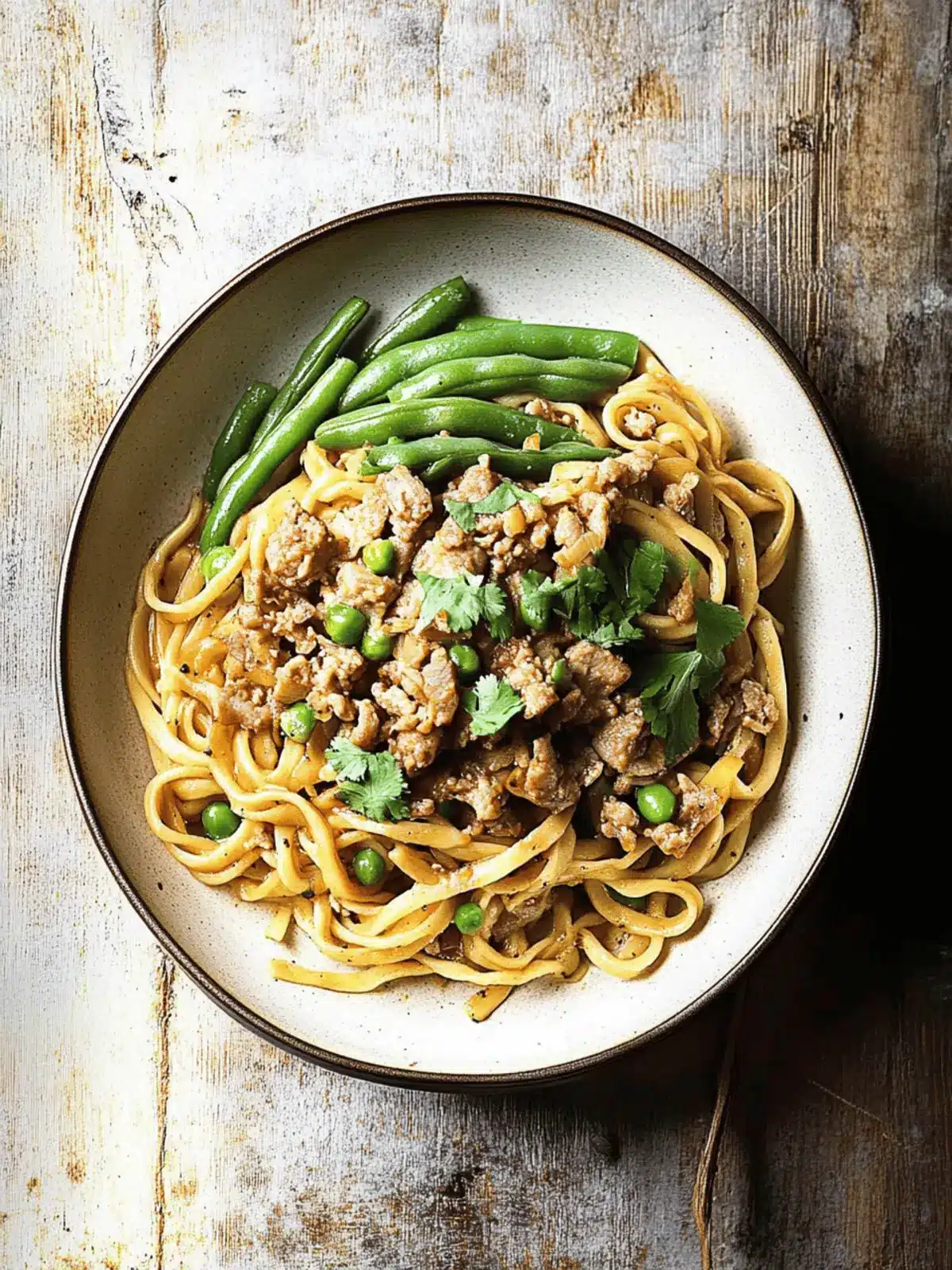 Noodles with Pork and Green Beans