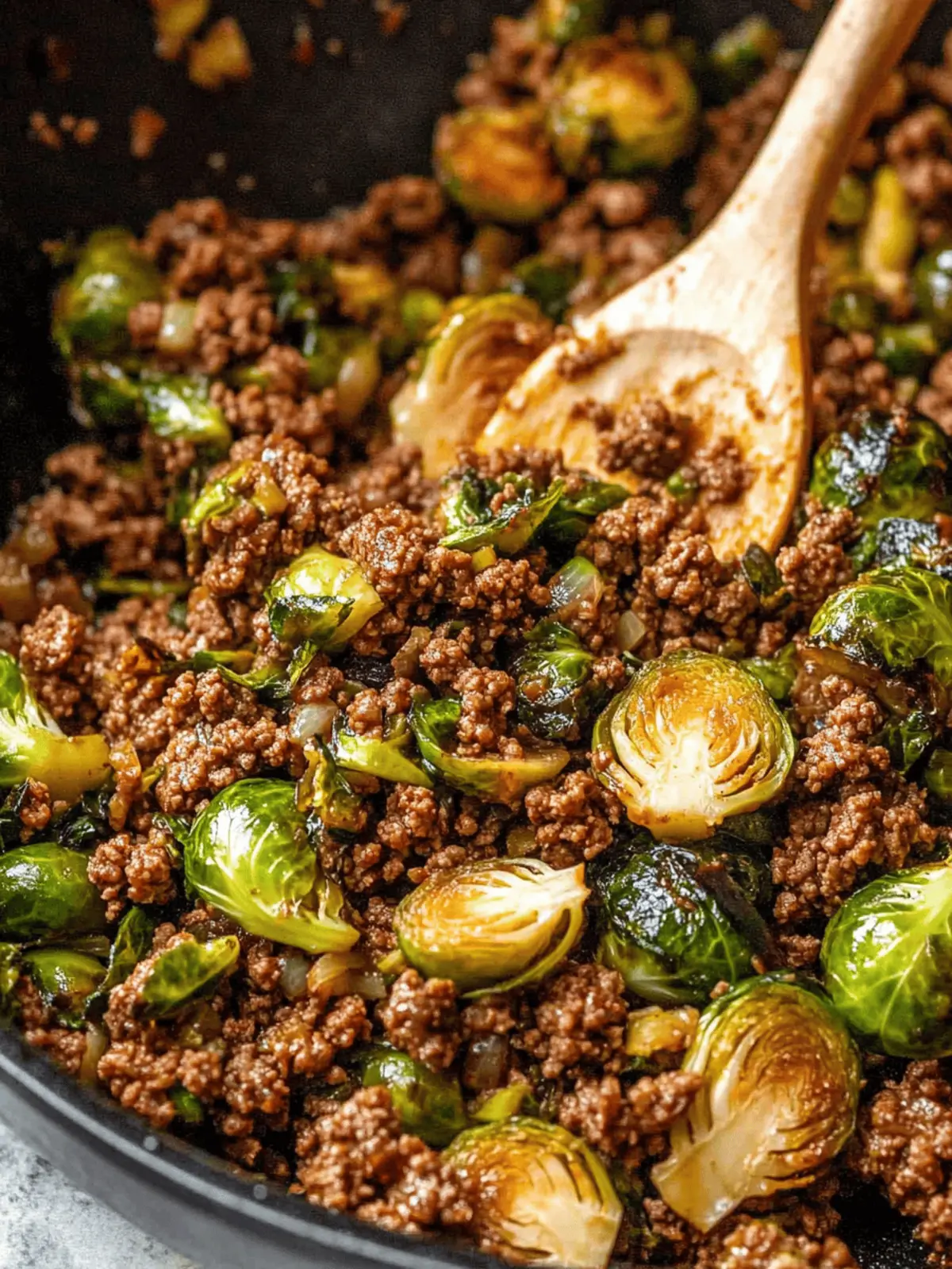 Ground Beef and Brussels Sprouts