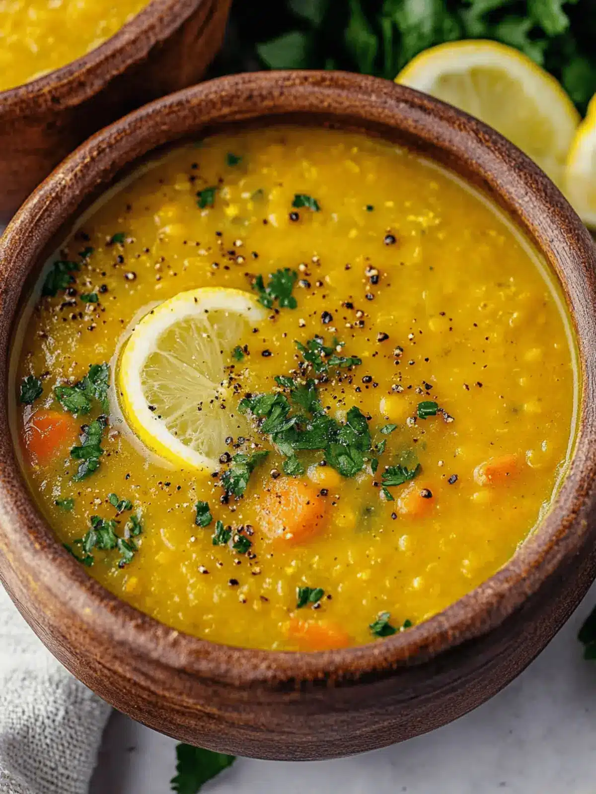 Vegan Lemon Lentil Soup with Turmeric