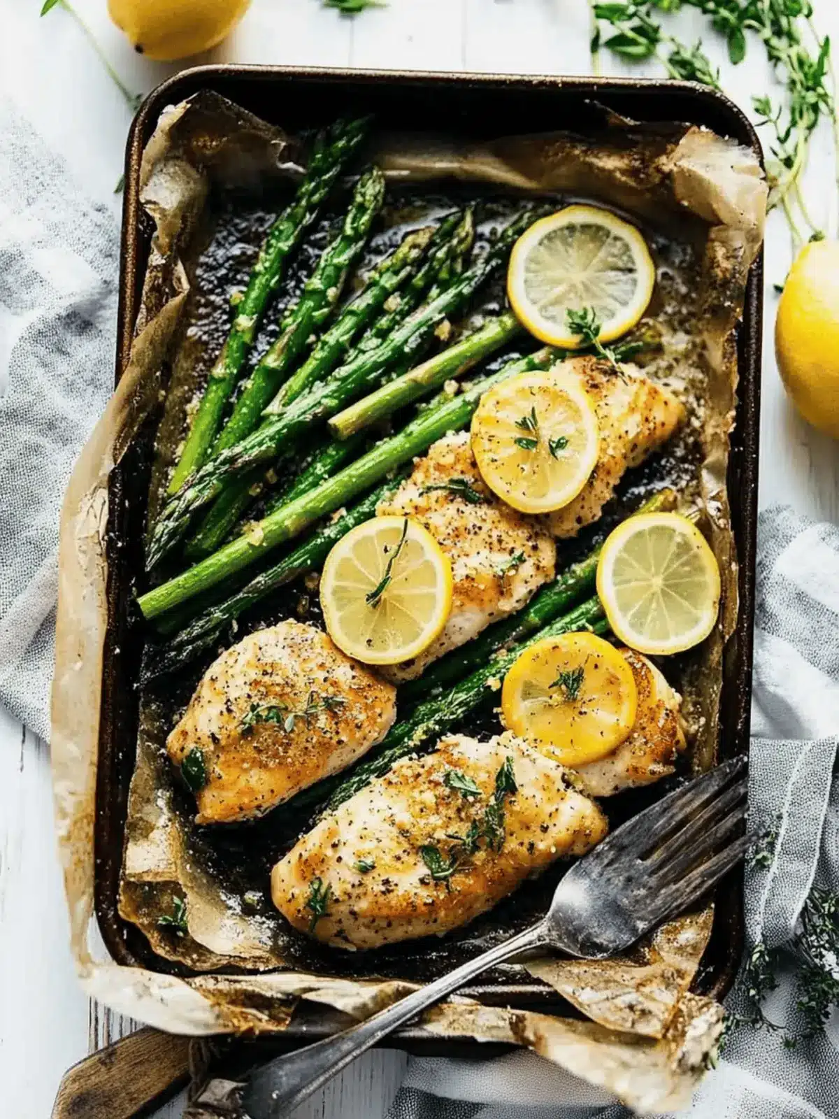 One Pan Lemon Parmesan Chicken and Asparagus