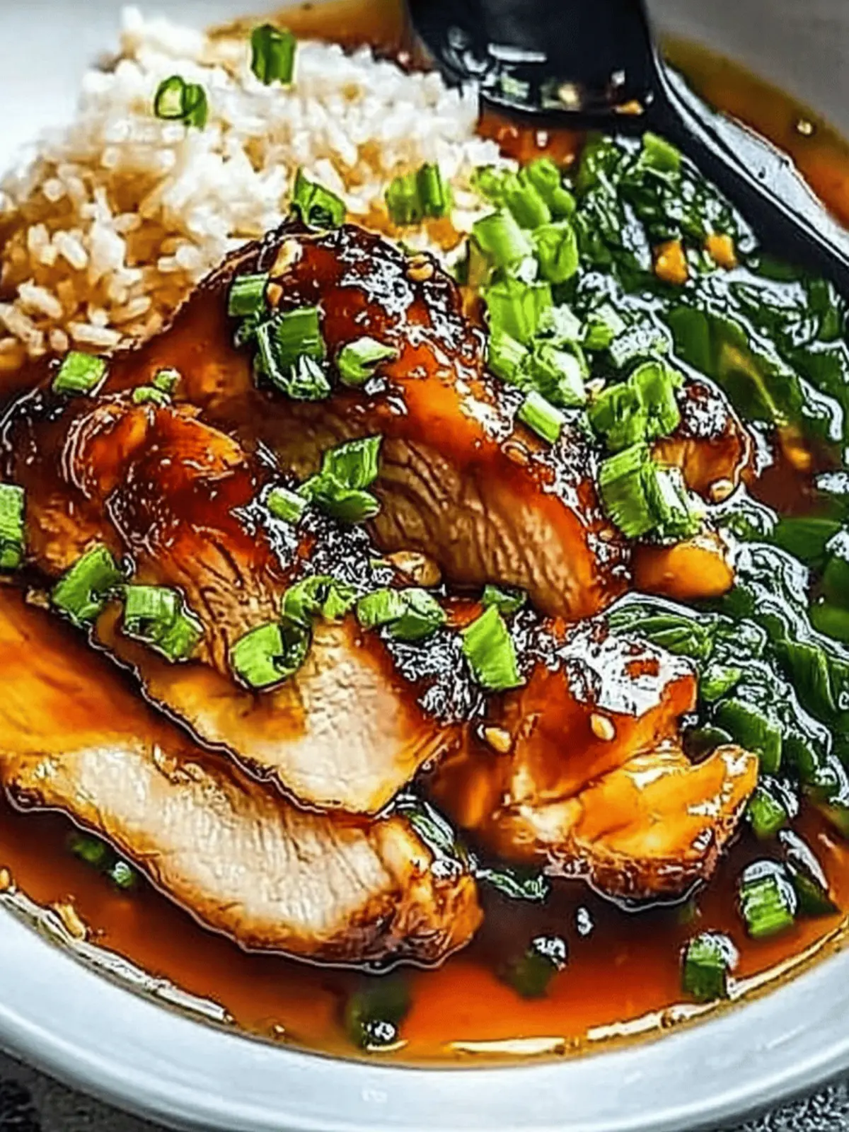 Caramelised Soy Chicken in Garlic Ginger Broth with Rice
