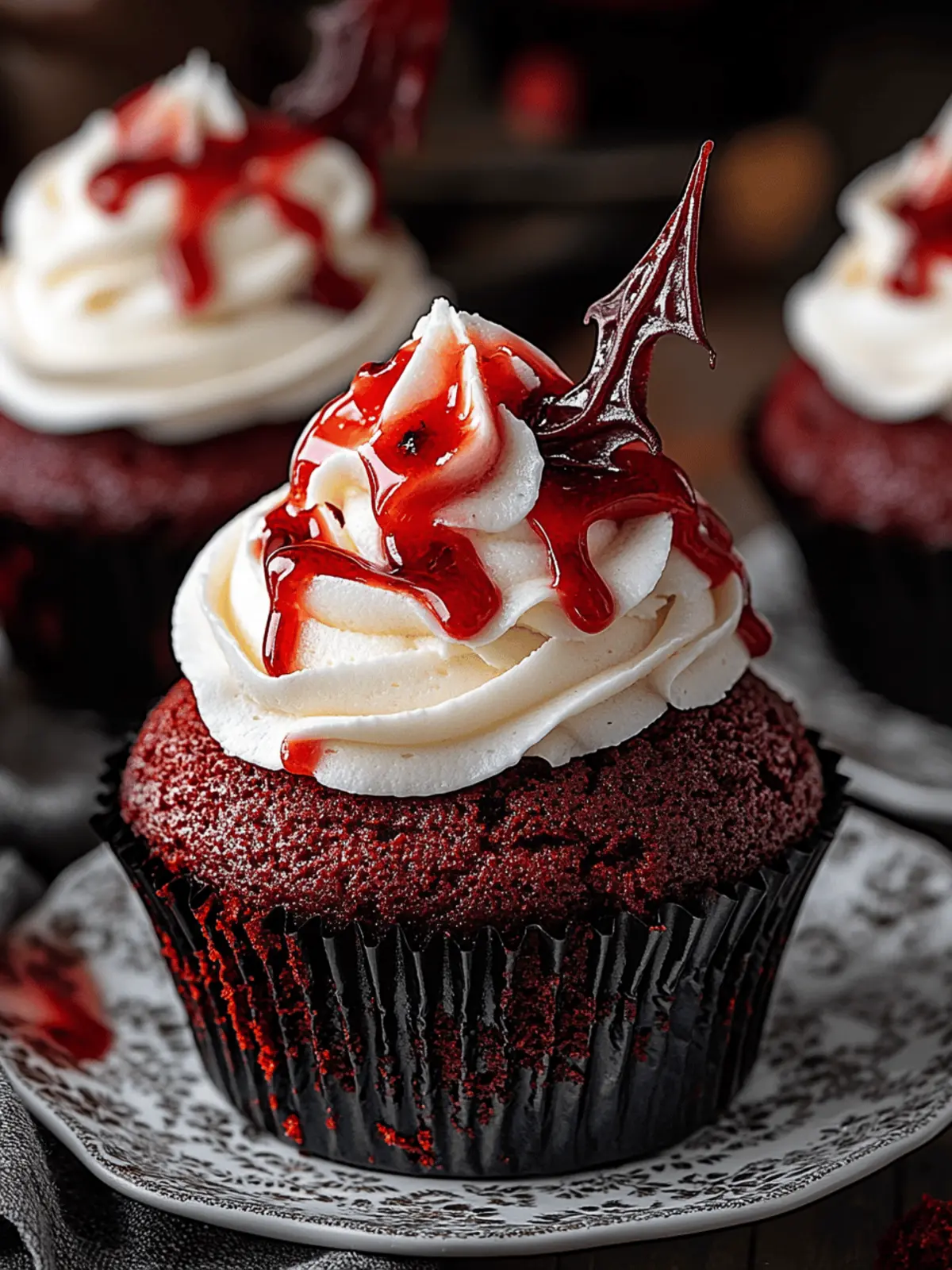 Vampire Bite Red Velvet Cupcakes