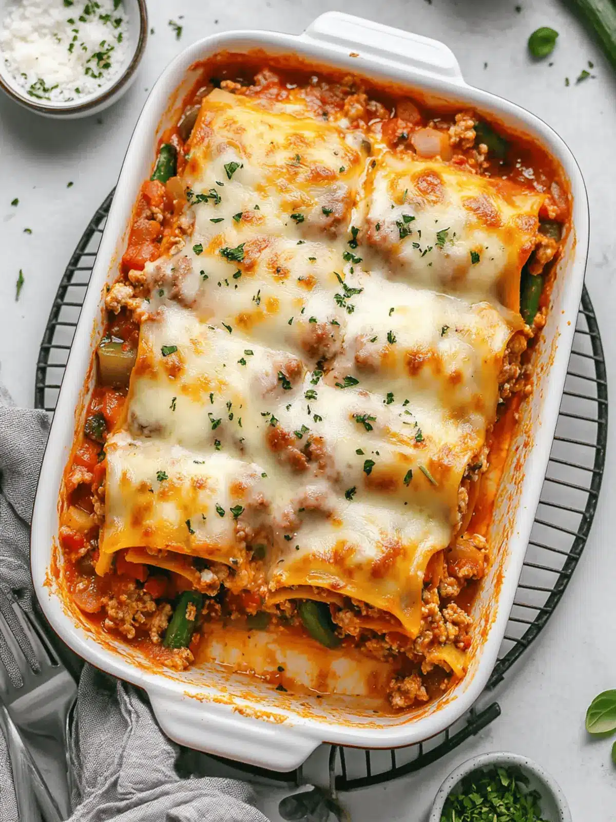 Beef & Veggie Lasagna (with cottage cheese)