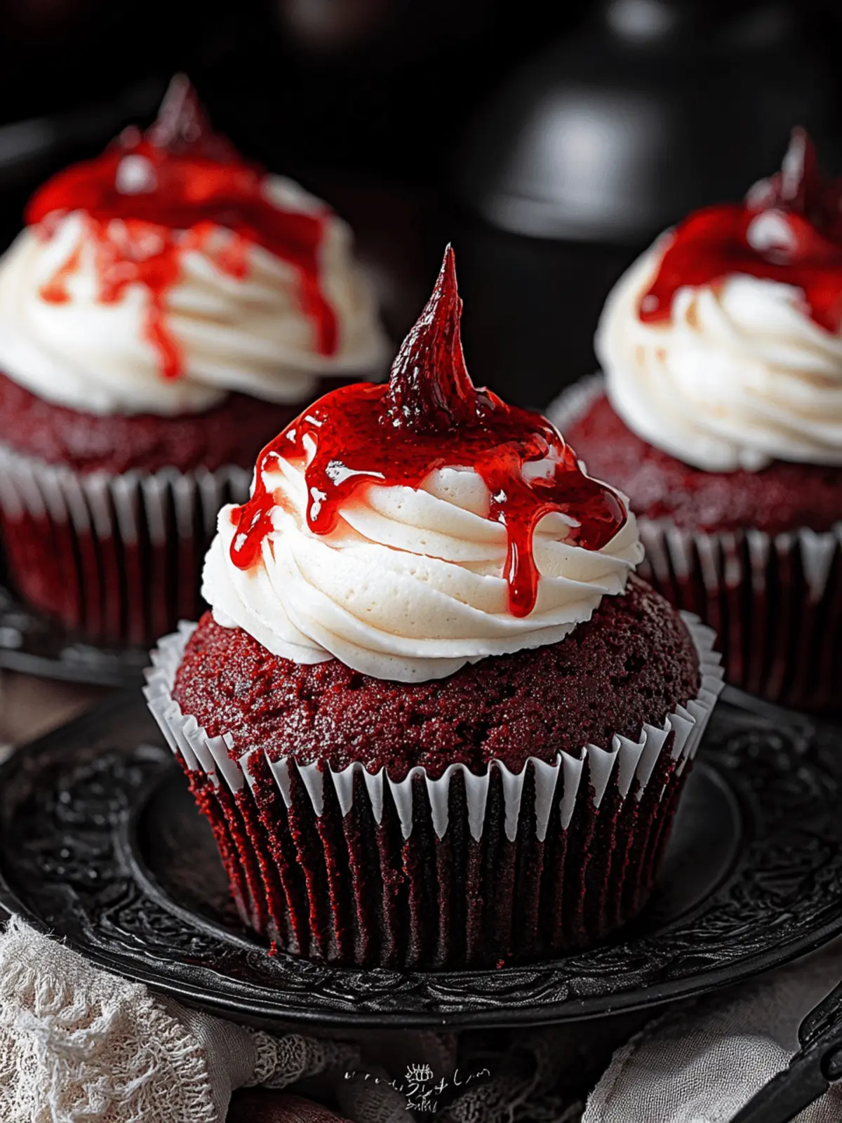 Vampire Bite Red Velvet Cupcakes