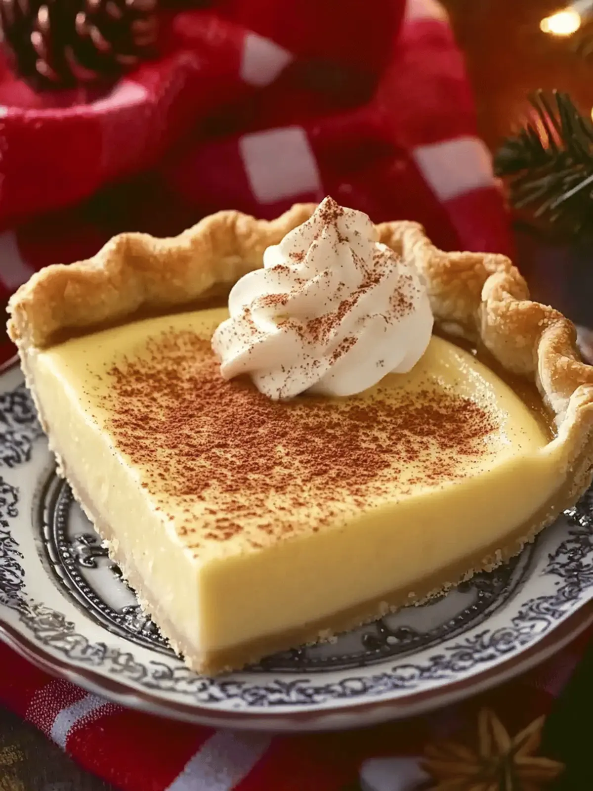 Christmas Eve Cinnamon-Vanilla Creamy Custard Pie