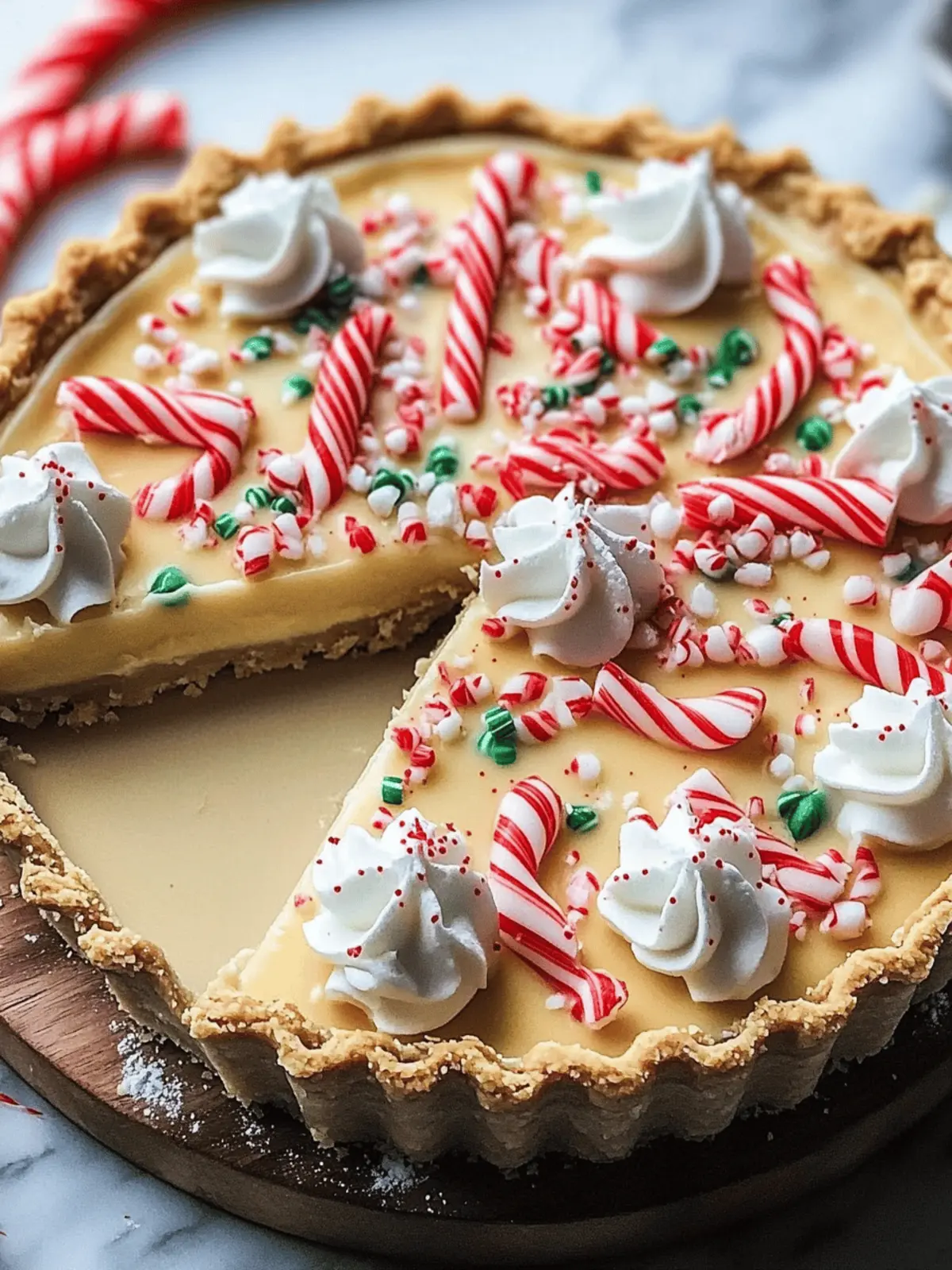 White Chocolate Candy Cane Pie