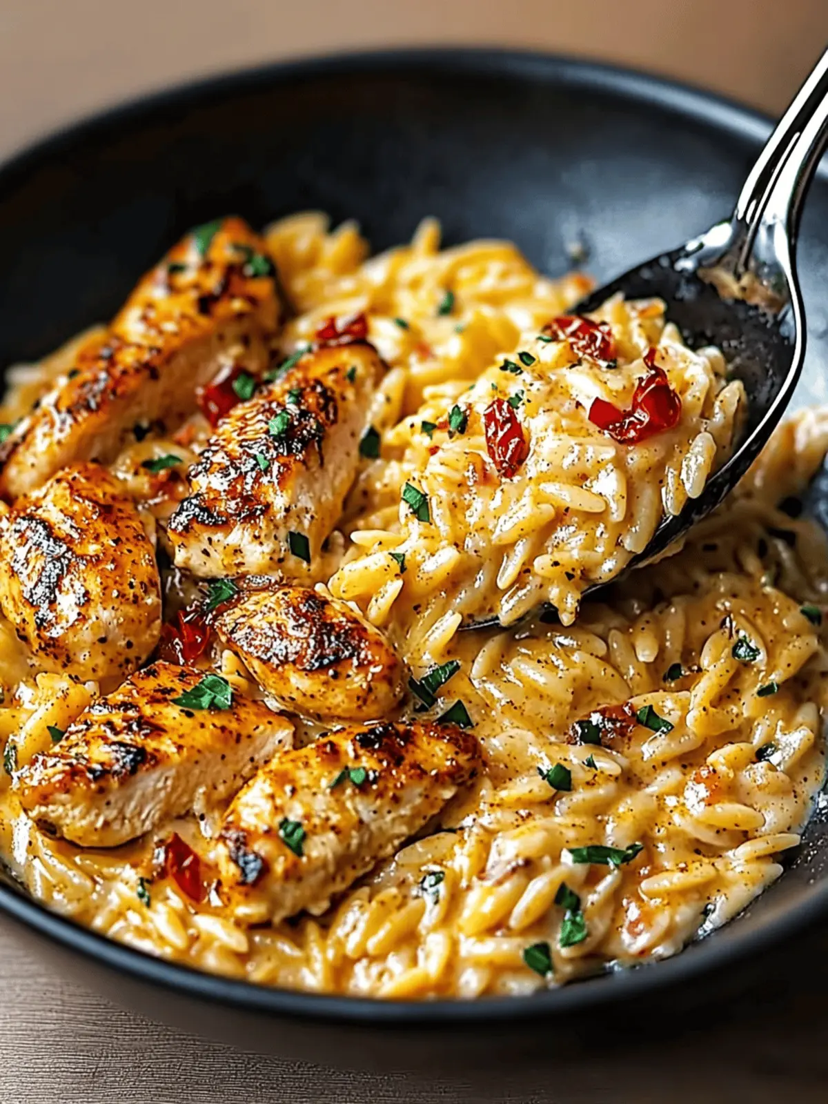 One-Pot Cajun Chicken Alfredo Orzo