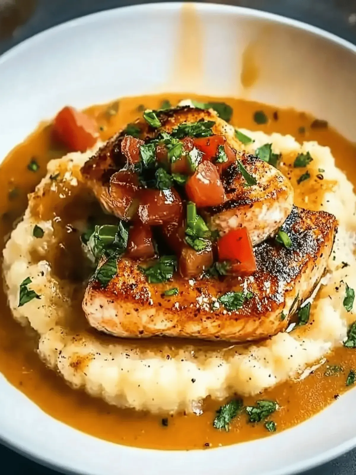 Creole Salmon and Grits
