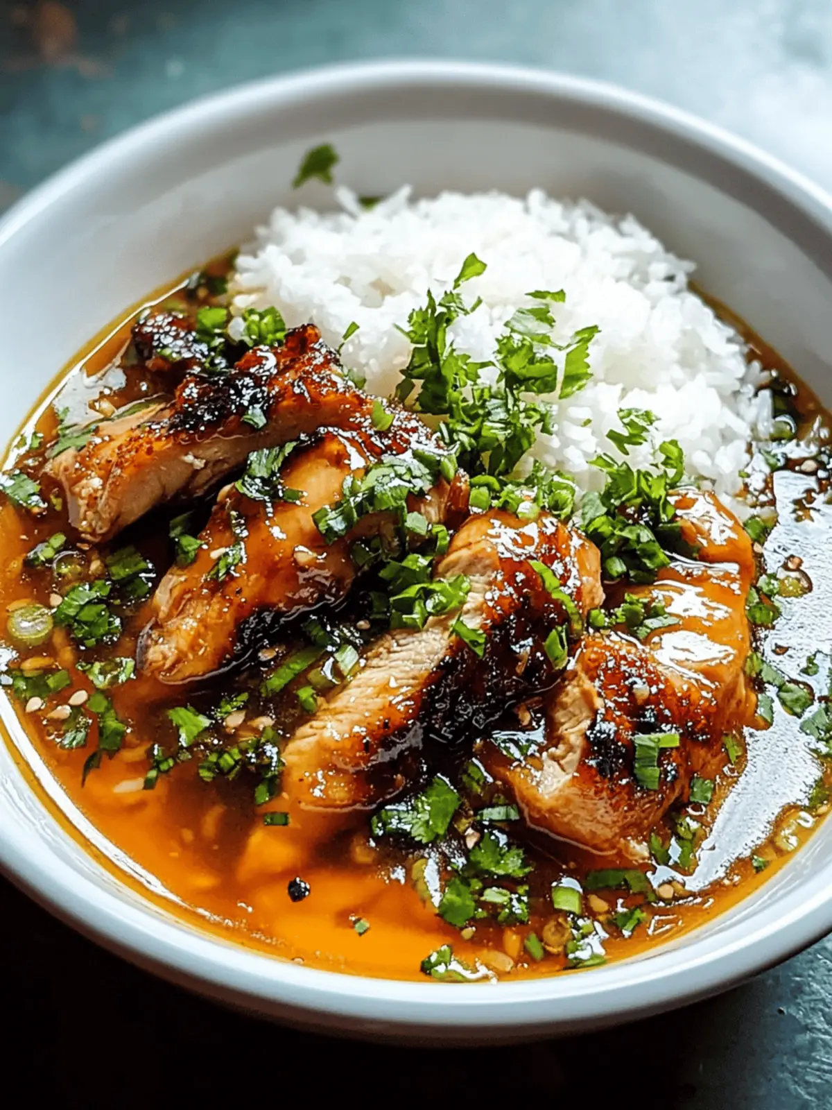 Caramelized Soy Chicken in Garlic Ginger Broth with Rice