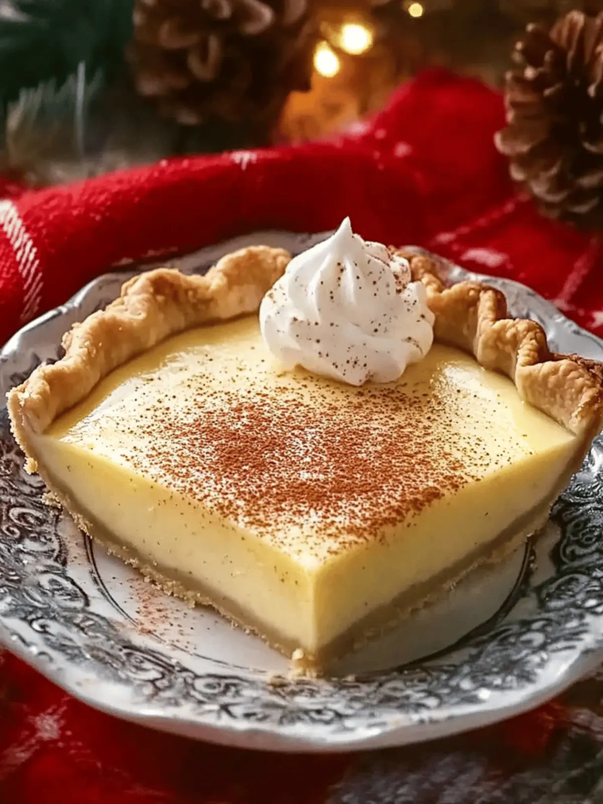 Christmas Eve Cinnamon-Vanilla Creamy Custard Pie