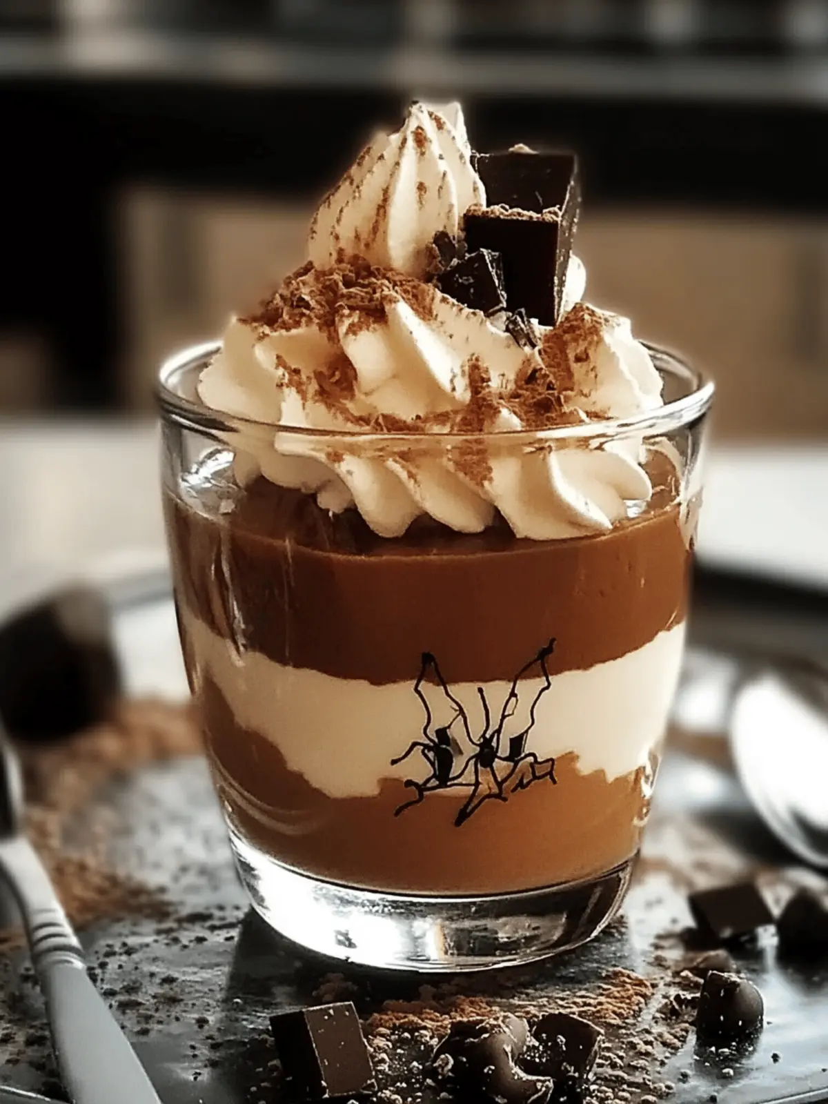 Halloween Nachtisch Kürbis Pudding mit Schokolade
